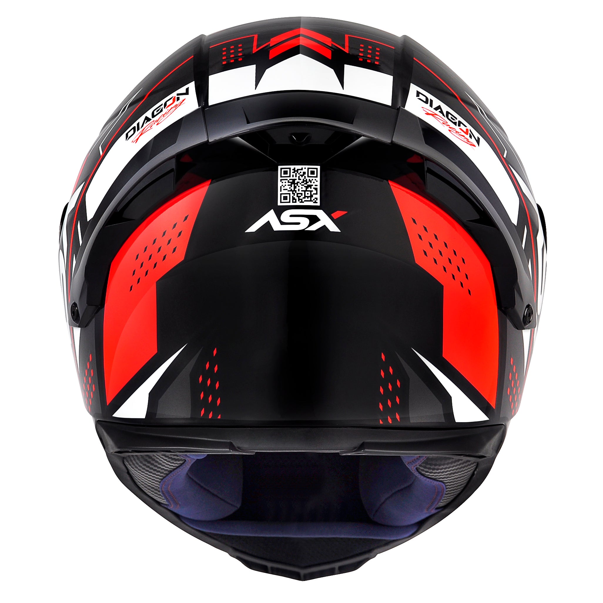 Capacete ASX Eagle Racing Diagon Brilho Preto/Grafite/Vermelho