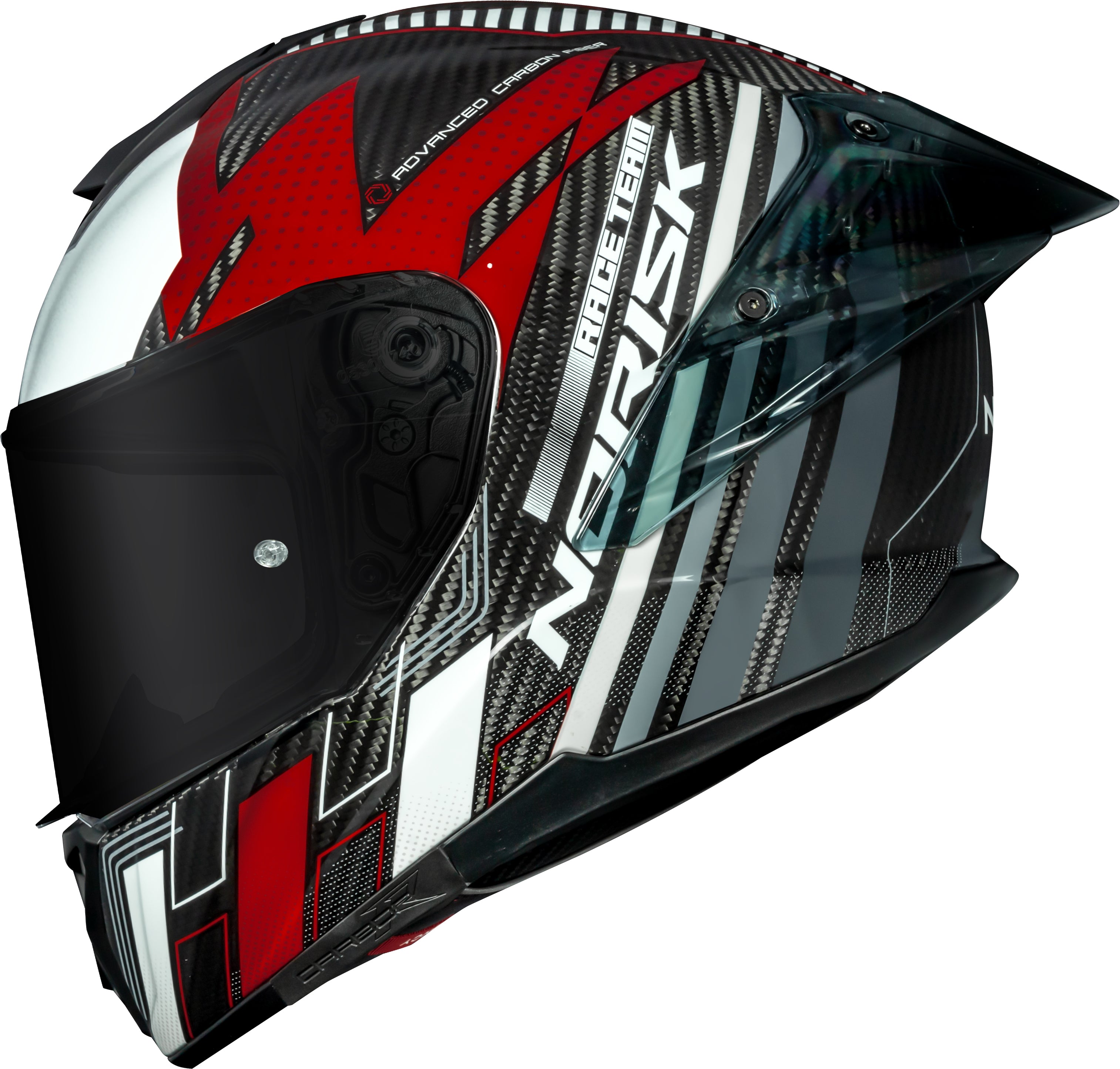 Capacete Norisk Carbon R Team Branco Vermelho