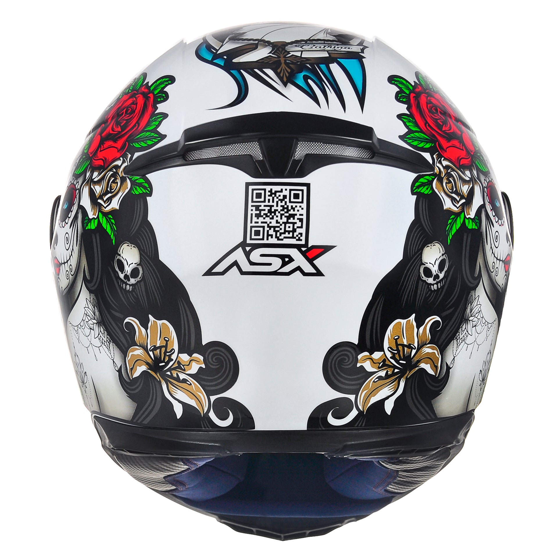Capacete ASX Eagle Hunter Catarina Brilho Branco/Preto/Azul/Vermelho