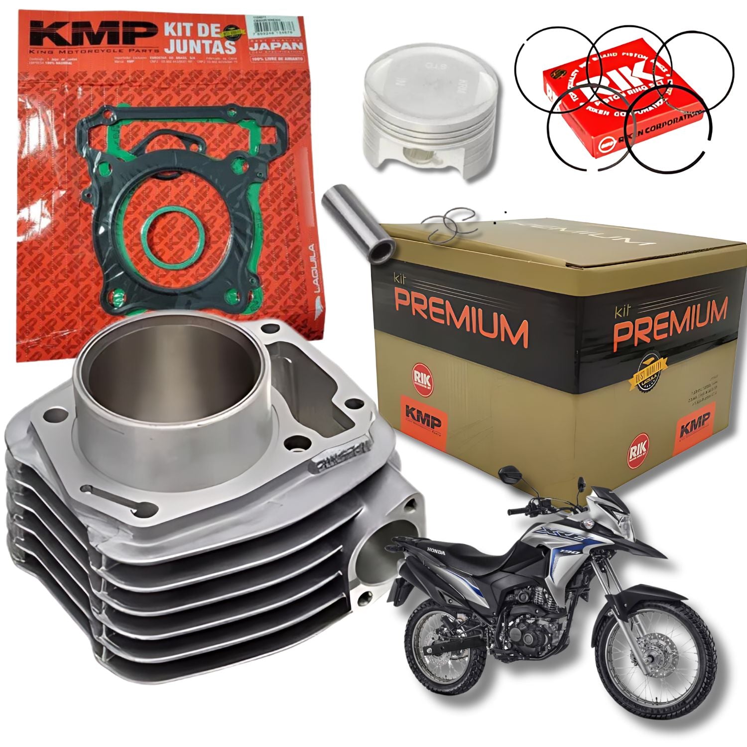 KIT PREMIUM COM CILINDRO PISTAO KMP HONDA XRE 190 2016 A 2025