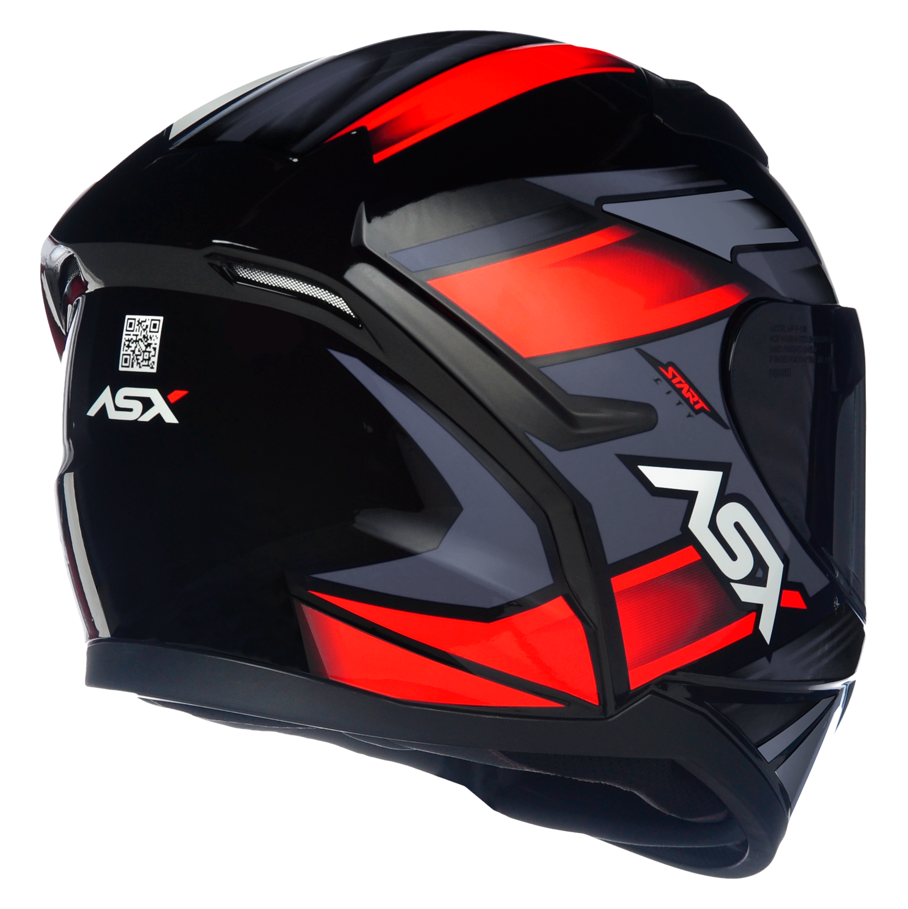 Capacete ASX City Start Brilho Preto/Vermelho/Cinza