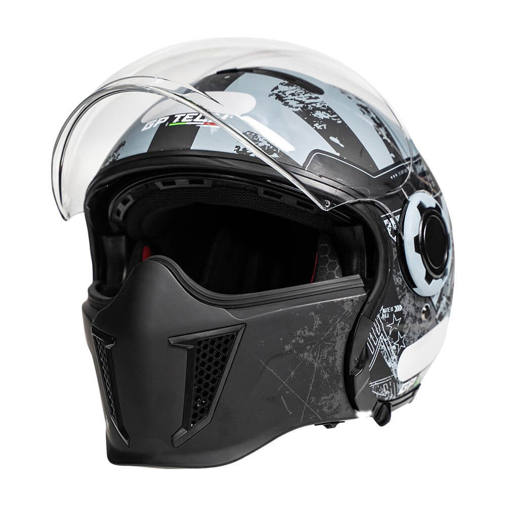 CAPACETE MOTO GP TECH ZOOM C/ OCULOS CAMUFLADO AZUL PRETO