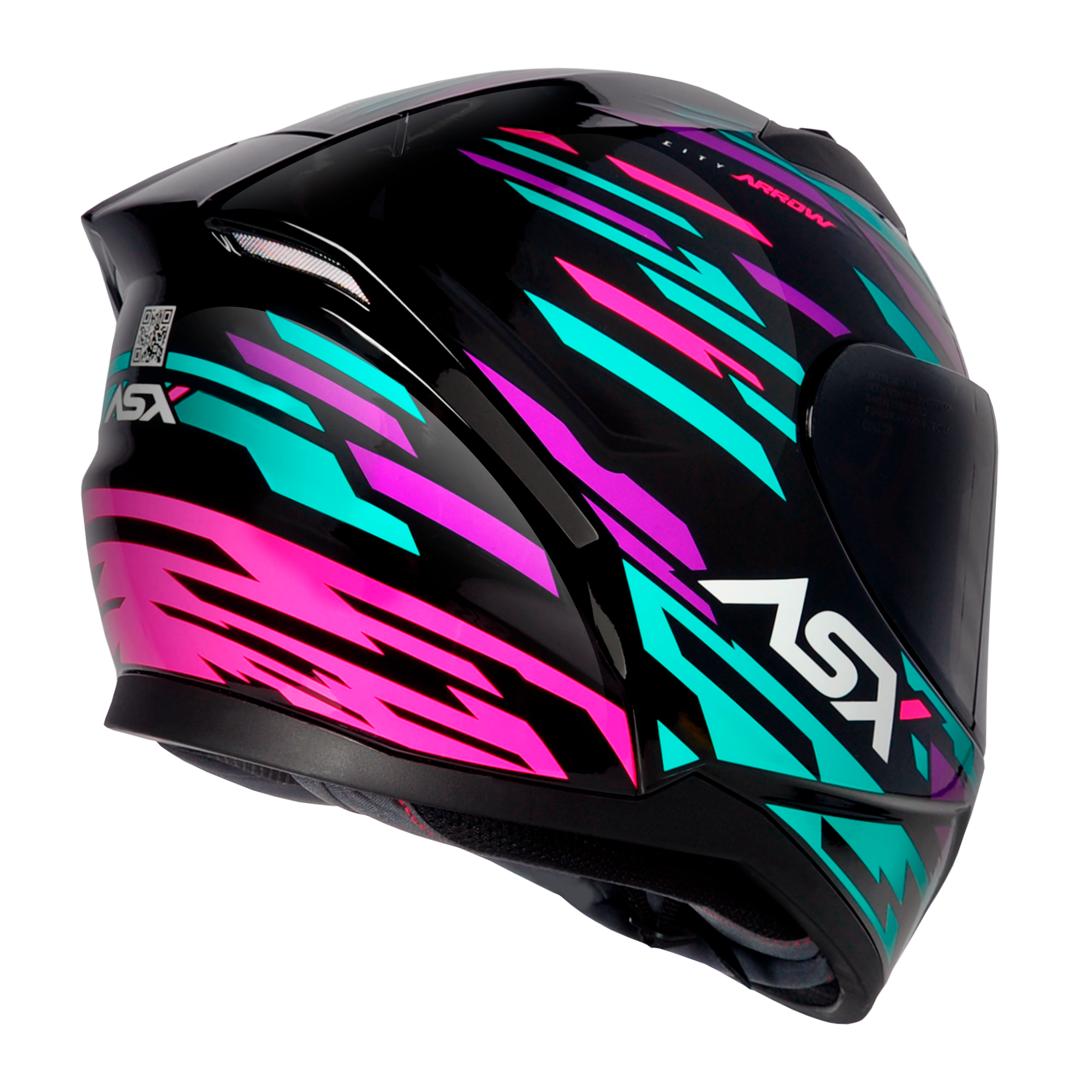 Capacete ASX City Arrow Brilho Preto/Tiffany/Roxo