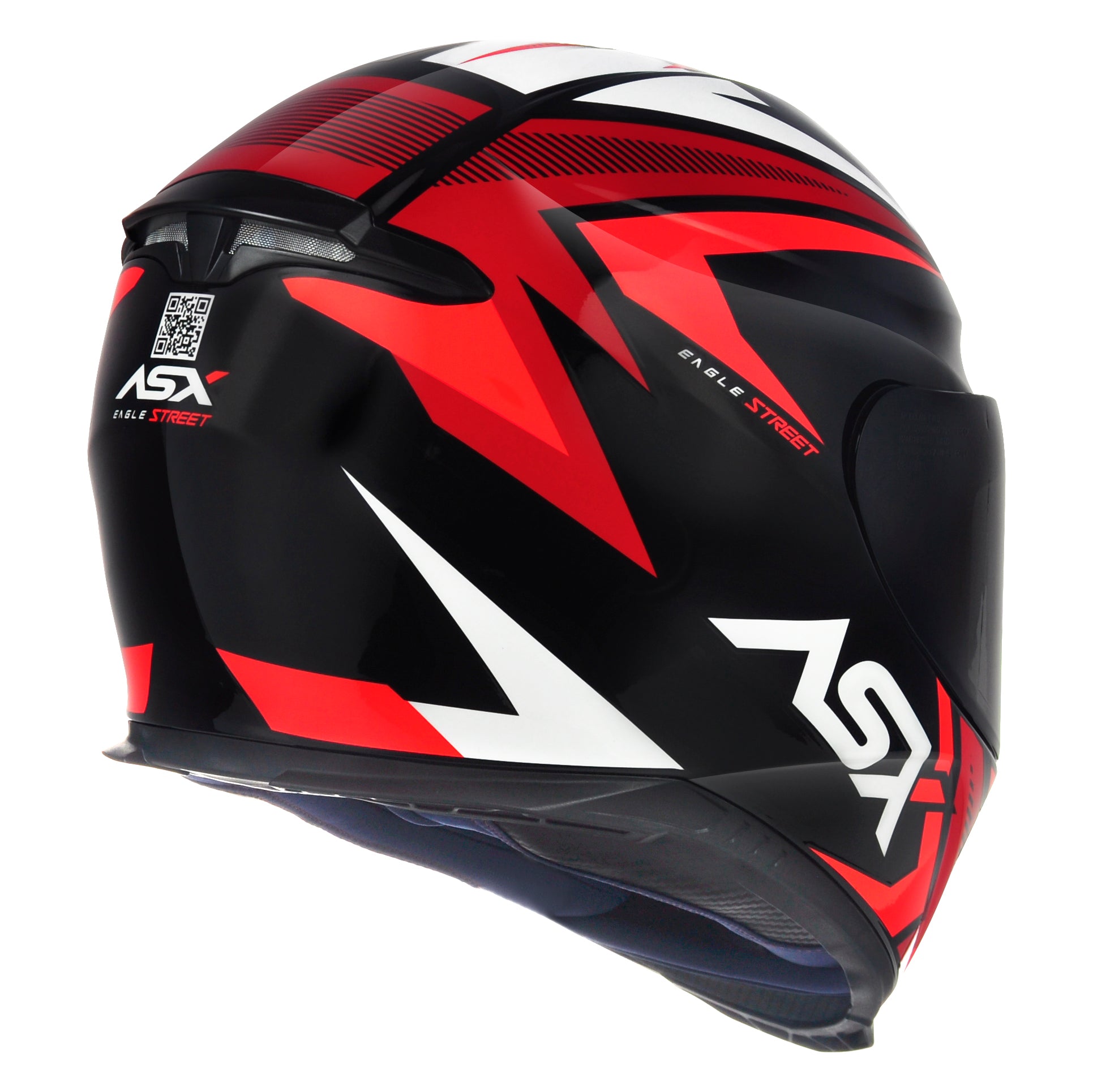 Capacete ASX Eagle Street Brilho Preto/Vermelho/Branco