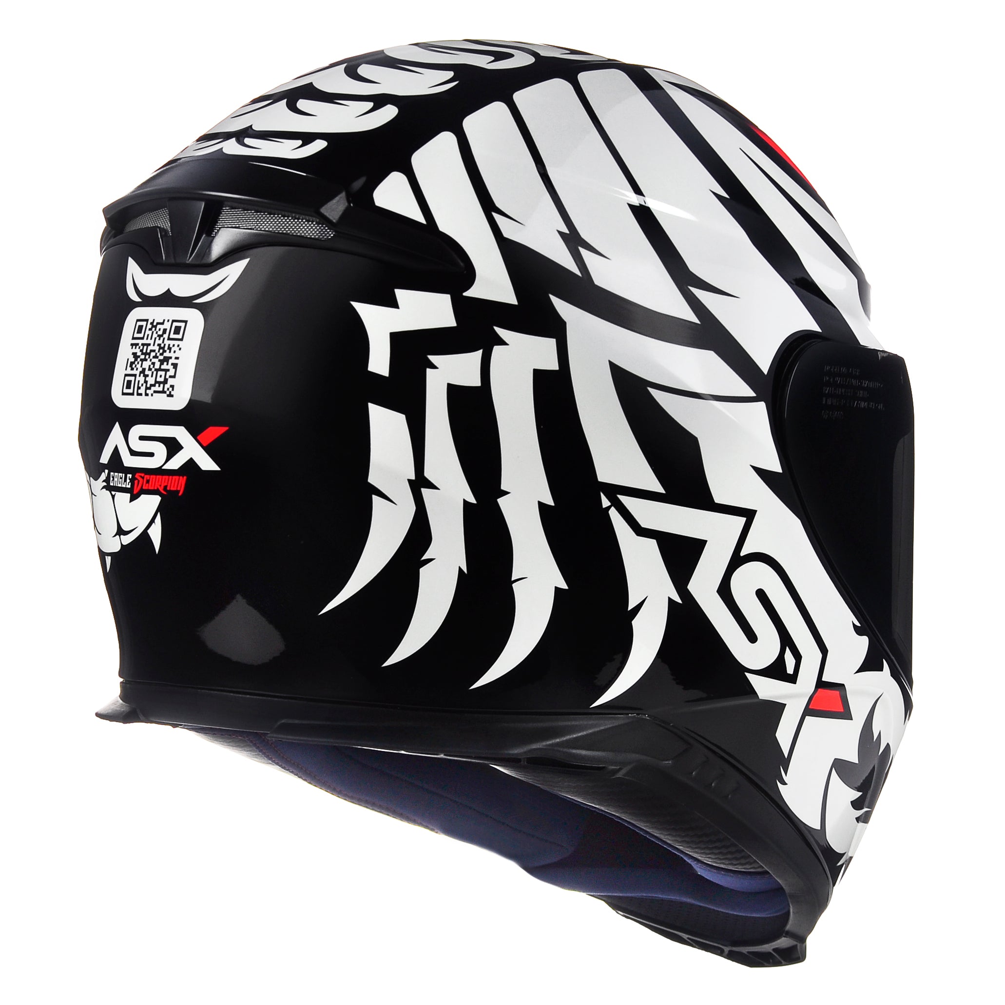 Capacete ASX Eagle Scorpion Brilho Preto/Branco/Vermelho