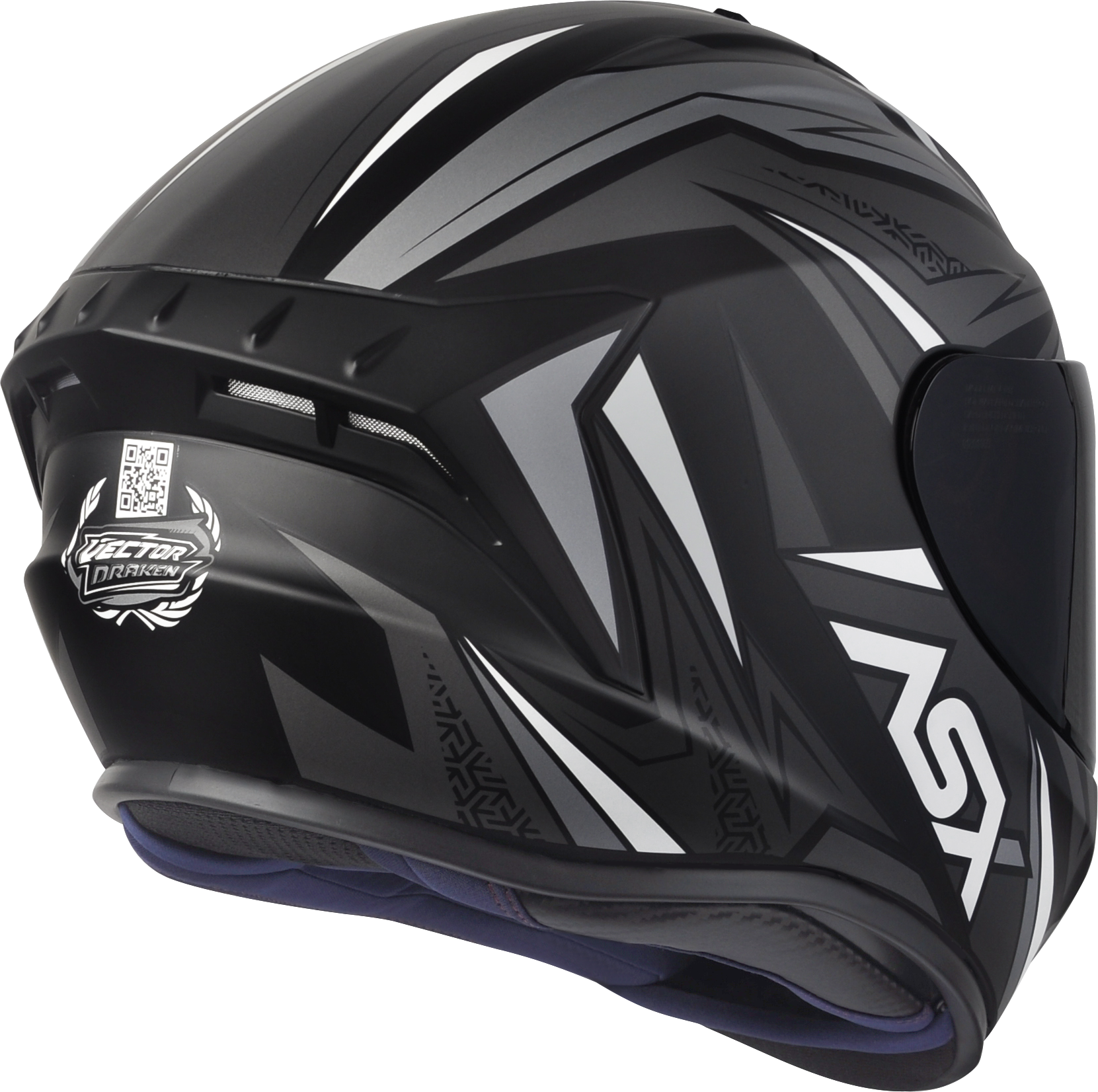 Capacete ASX Draken Vector Fosco Preto/Cinza