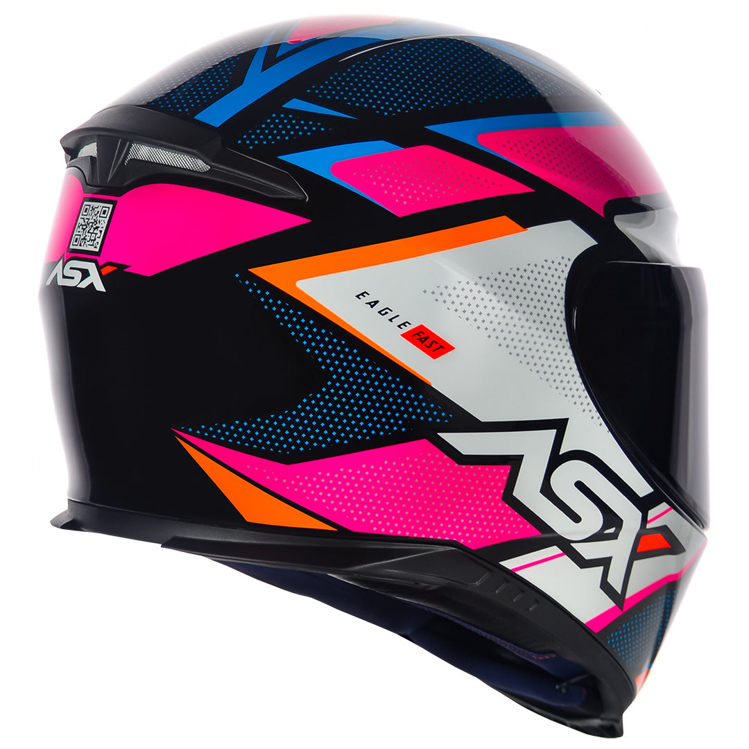Capacete ASX Eagle Fast Brilho Preto/Rosa/Branco