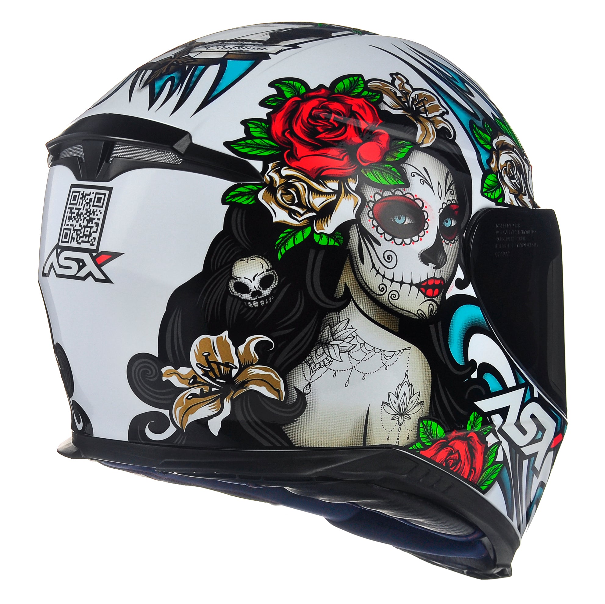 Capacete ASX Eagle Hunter Catarina Brilho Branco/Preto/Azul/Vermelho