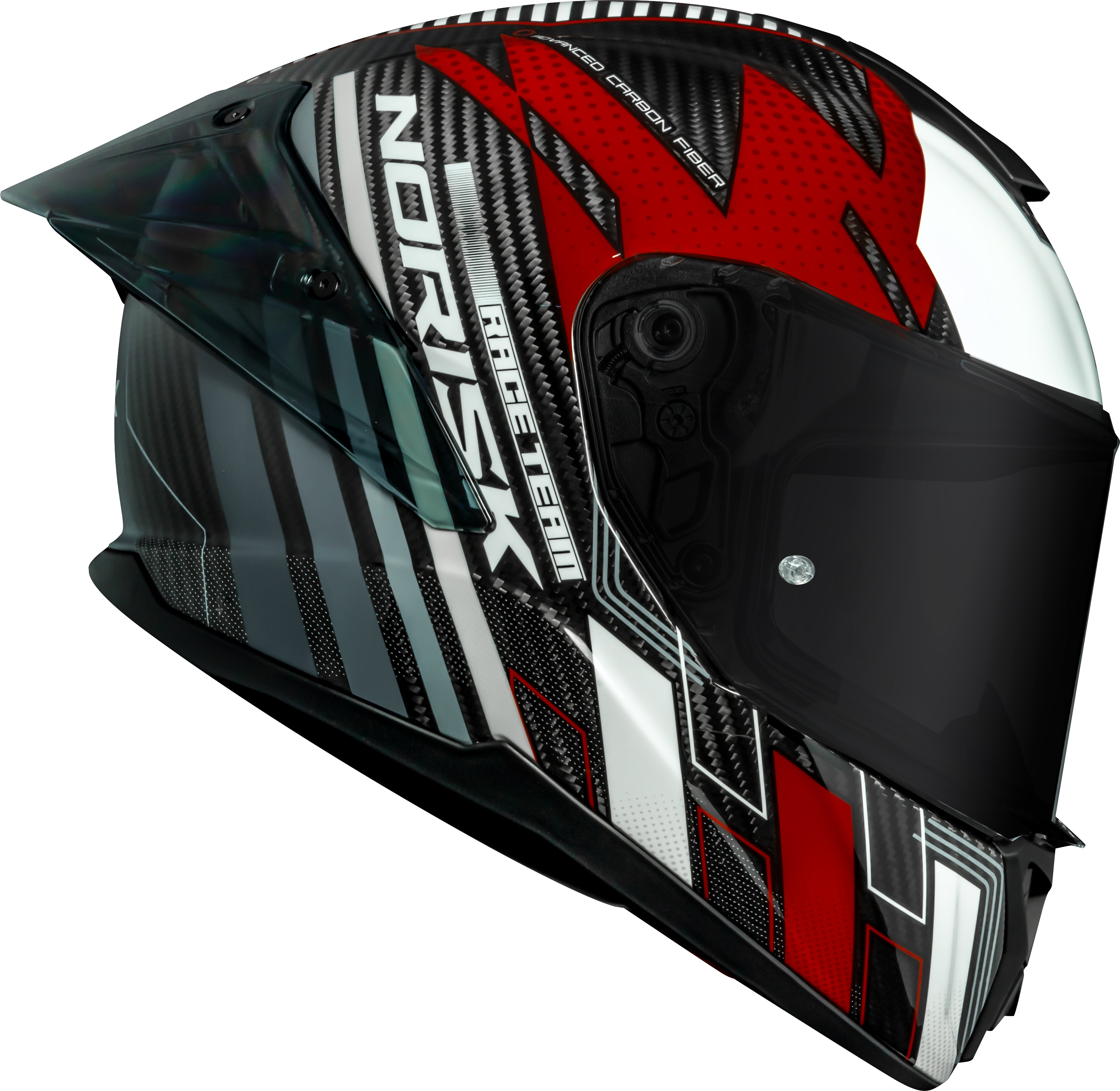 Capacete Norisk Carbon R Team Branco Vermelho
