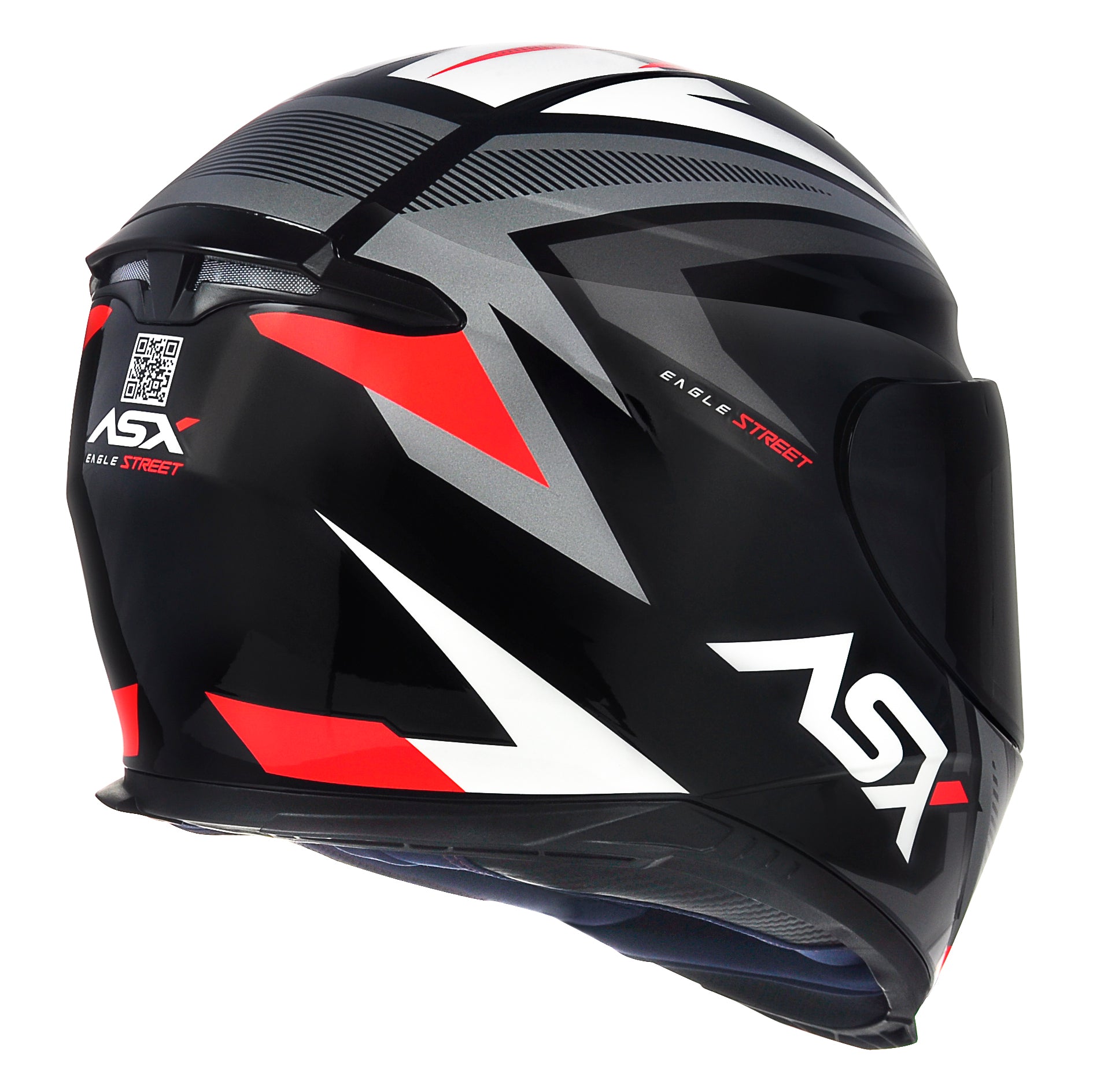 Capacete ASX Eagle Street Brilho Preto/Grafite/Branco