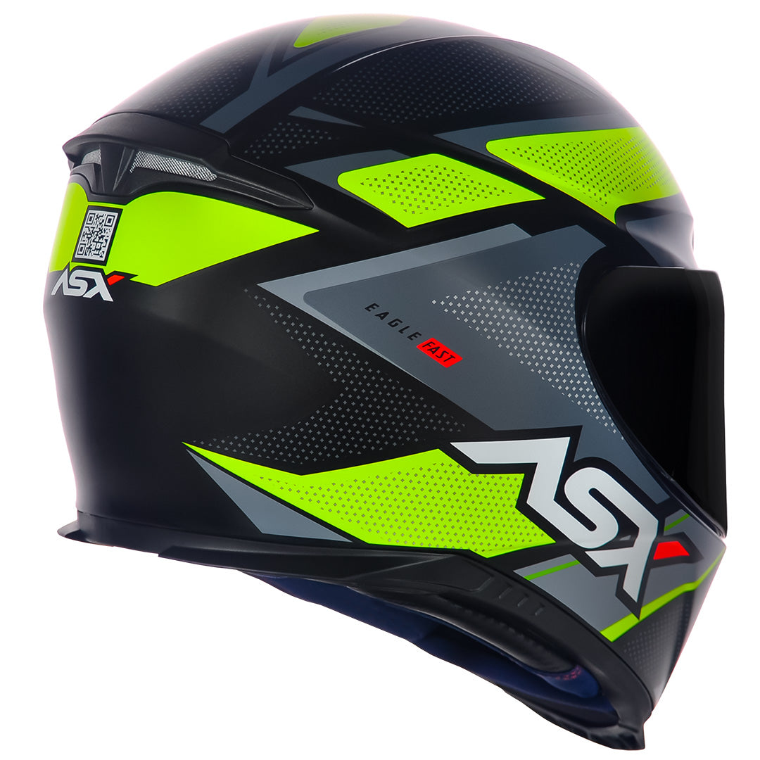 Capacete ASX Eagle Fast Fosco Preto/Amarelo/Cinza