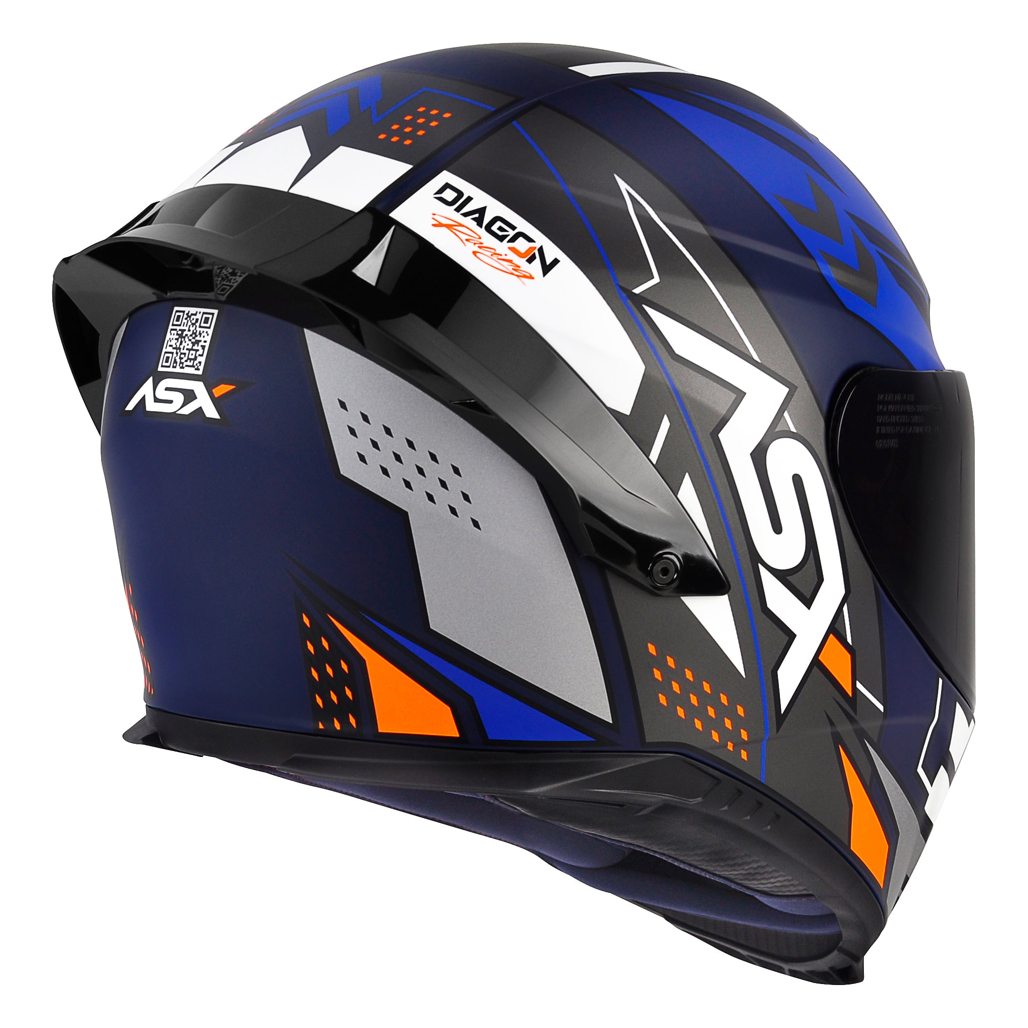 Capacete ASX Eagle Racing Diagon Fosco/Azul/Branco