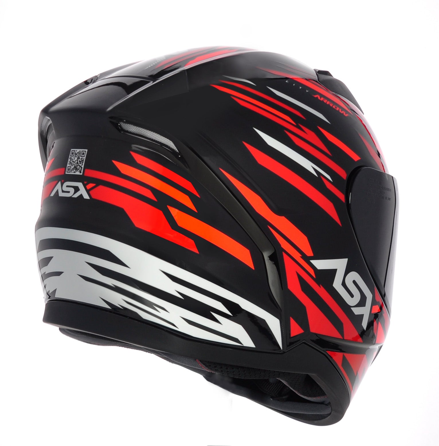 Capacete ASX City Arrow Brilho Preto/Vermelho/Branco