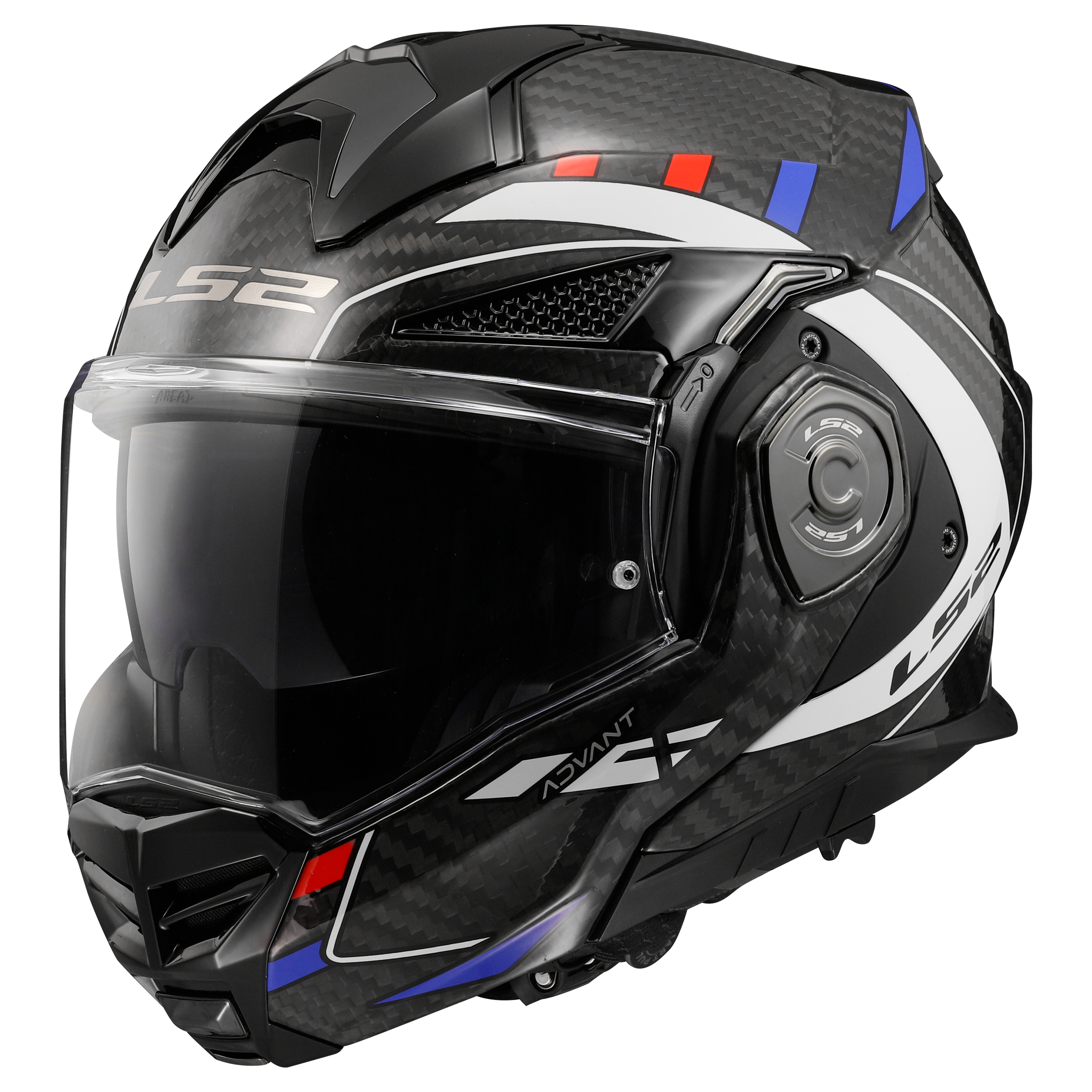 Capacete Ls2 Advant X Carbon ff901 Future Brando Azul Vermelho