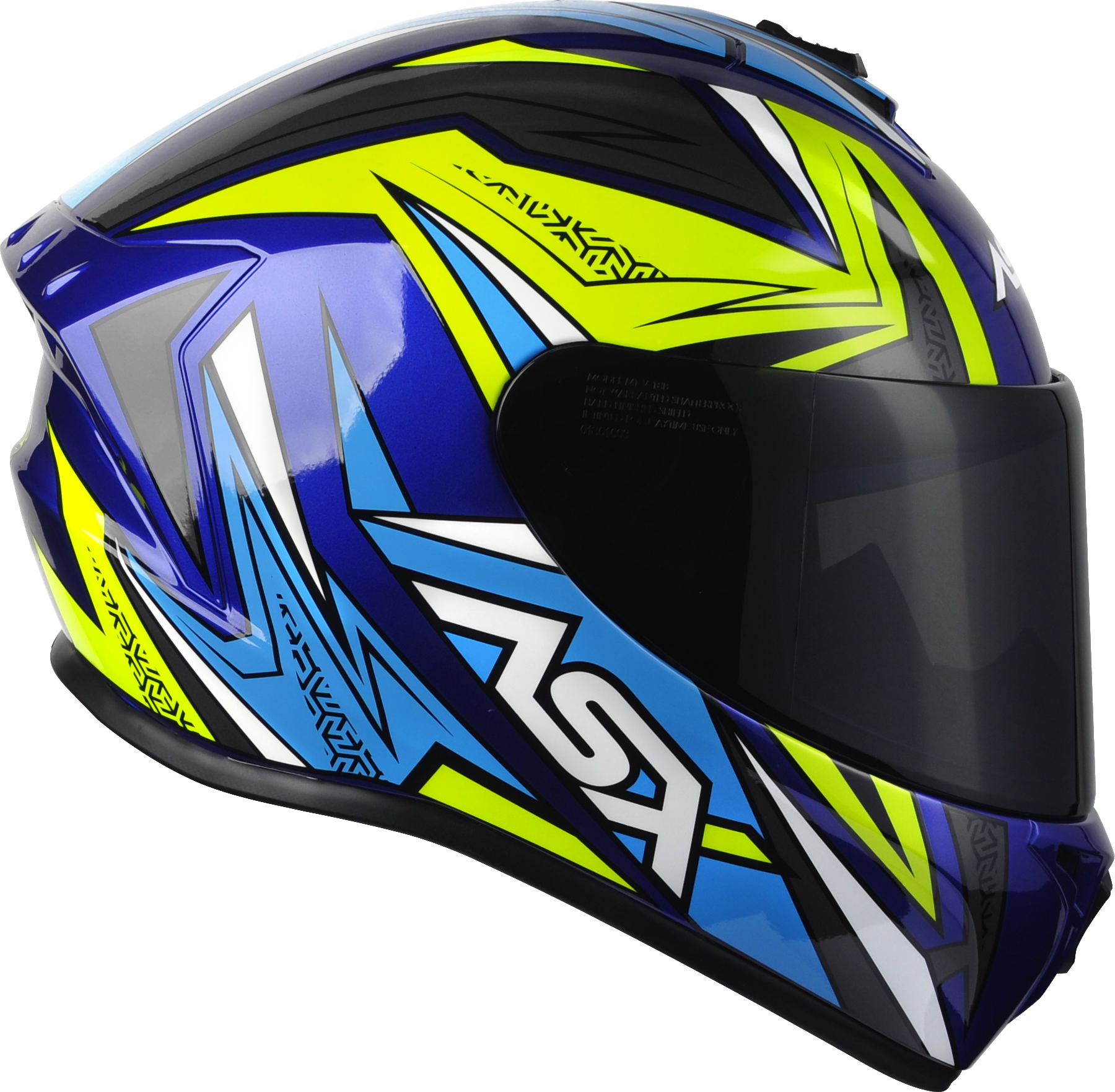 Capacete ASX Draken Vector Brilho Azul/Amarelo/Cinza