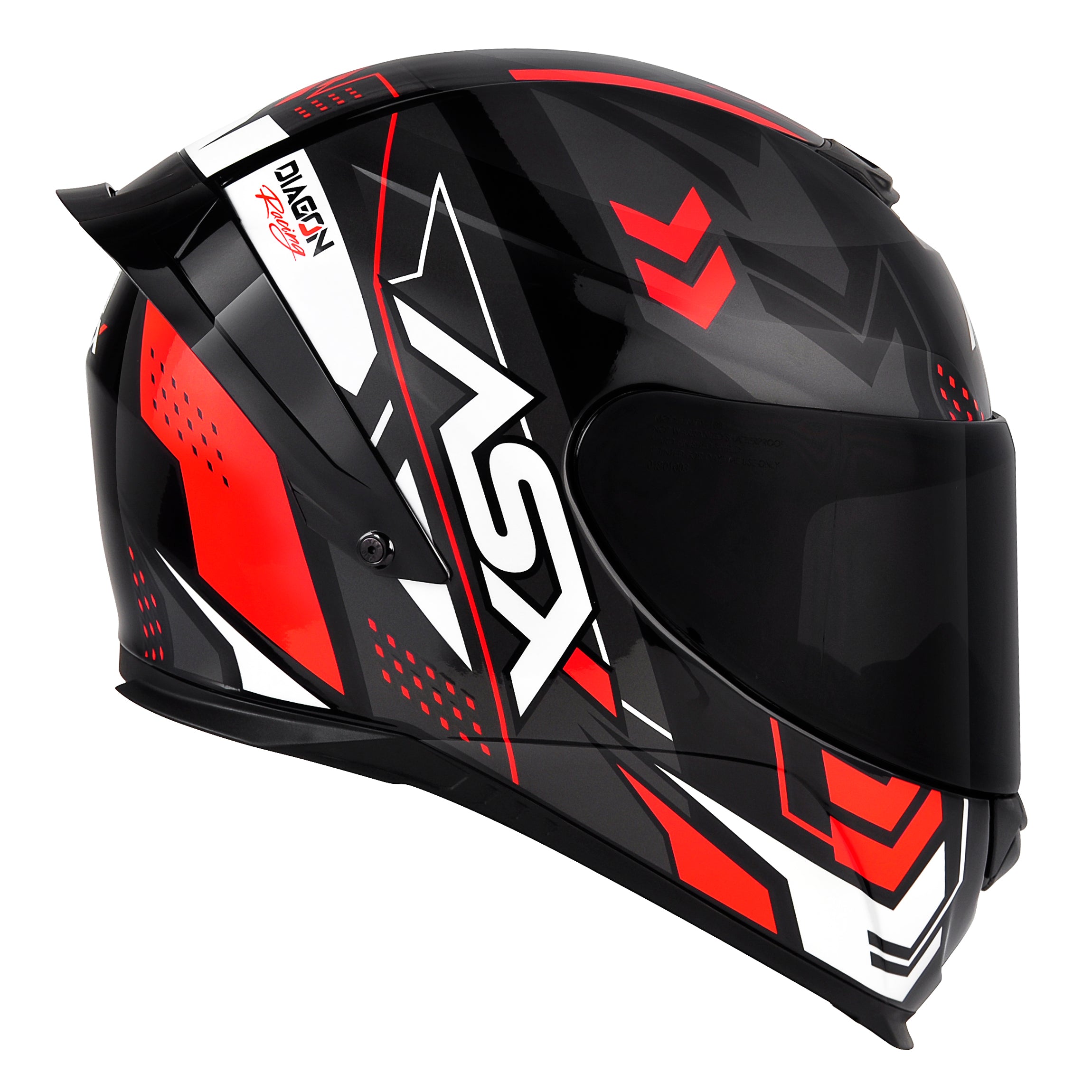 Capacete ASX Eagle Racing Diagon Brilho Preto/Grafite/Vermelho