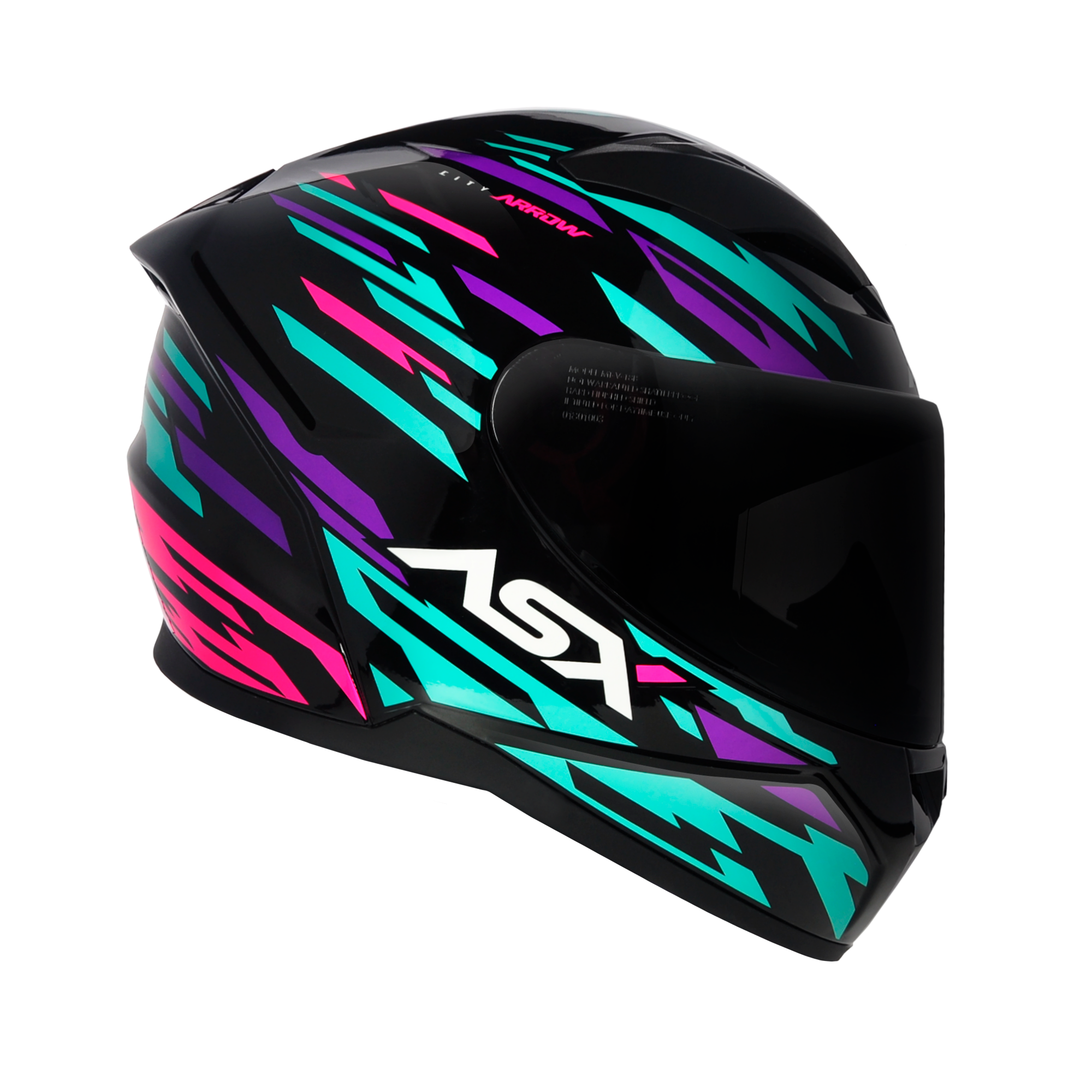 Capacete ASX City Arrow Brilho Preto/Tiffany/Roxo