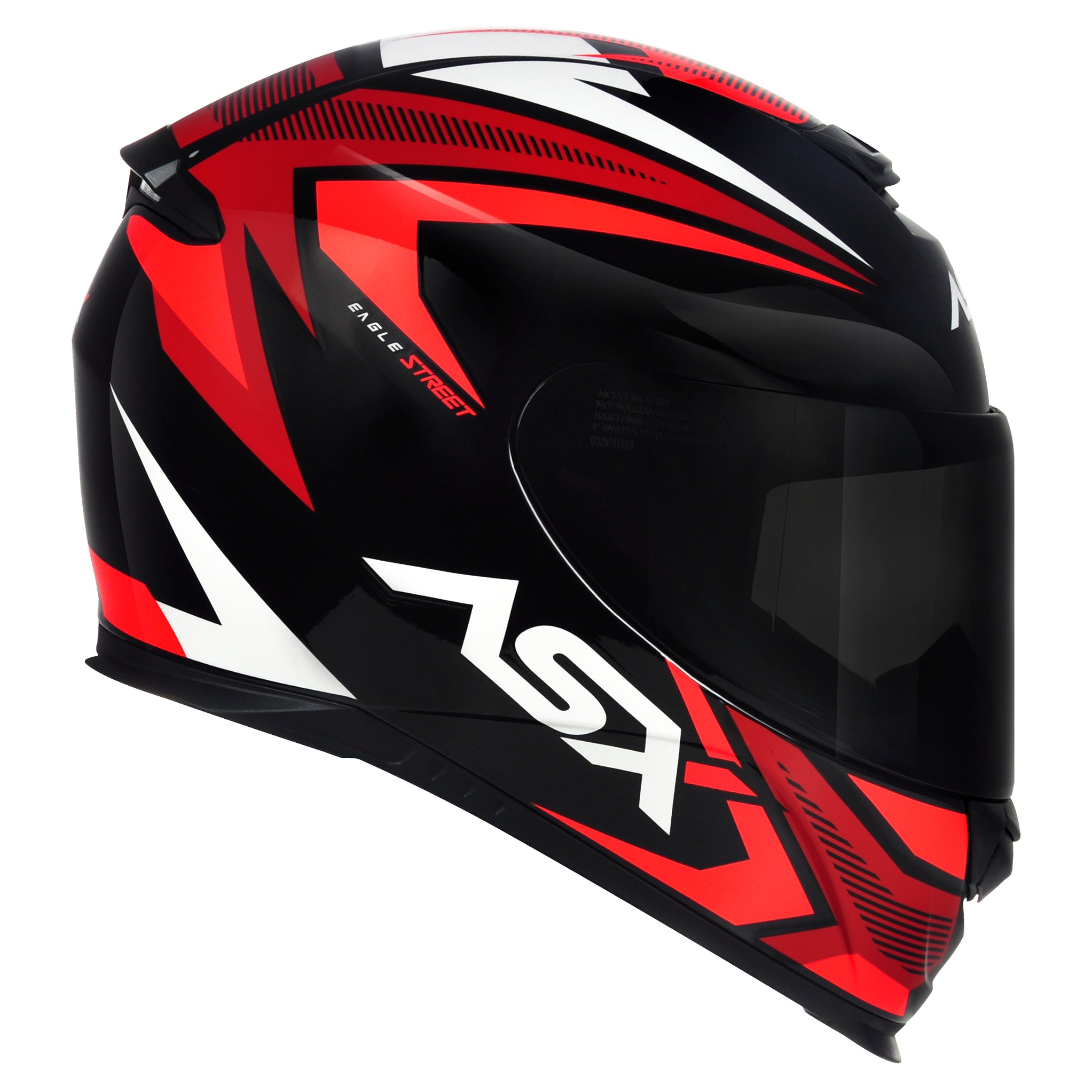 Capacete ASX Eagle Street Brilho Preto/Vermelho/Branco