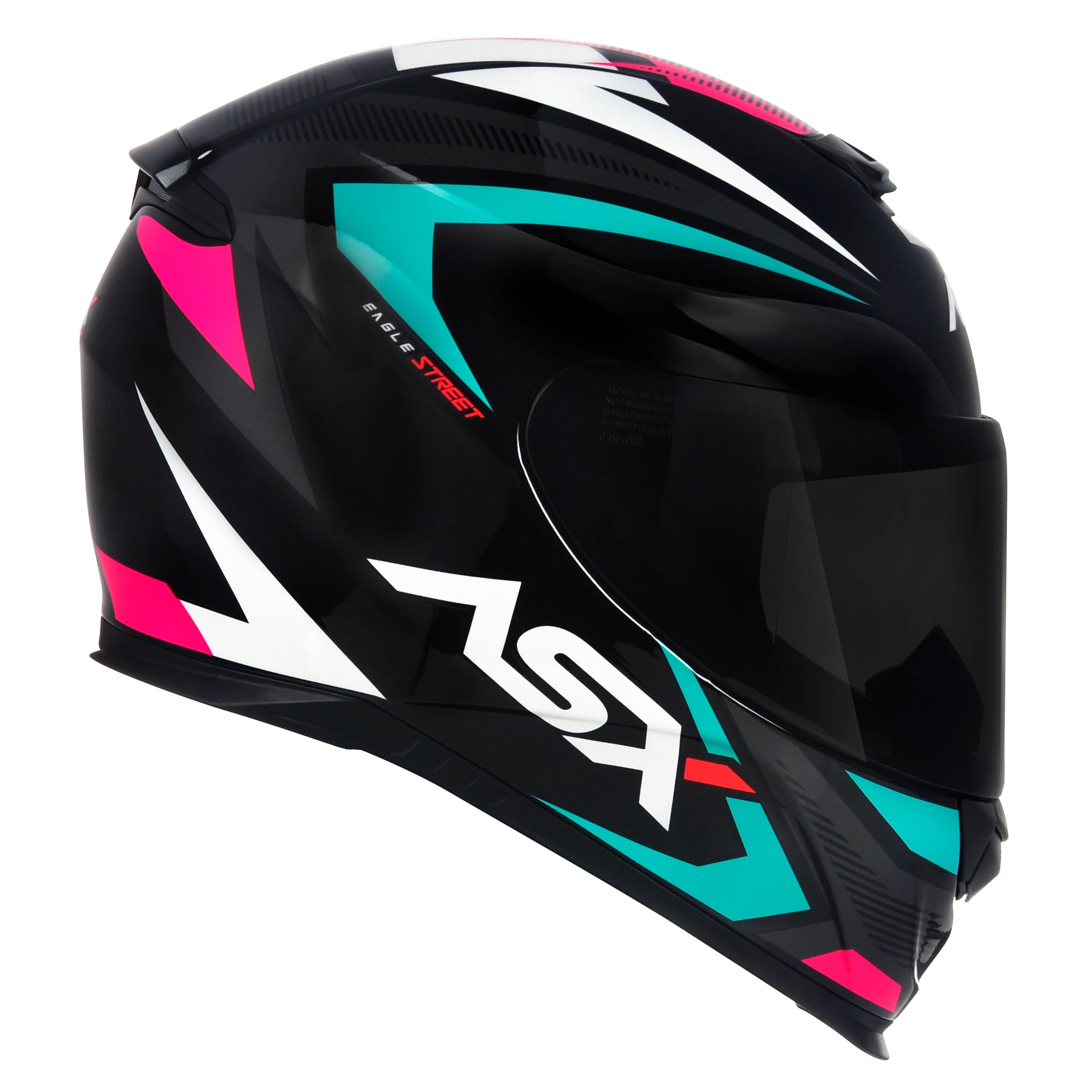 Capacete ASX Eagle Street Brilho Preto/Tiffany/Rosa