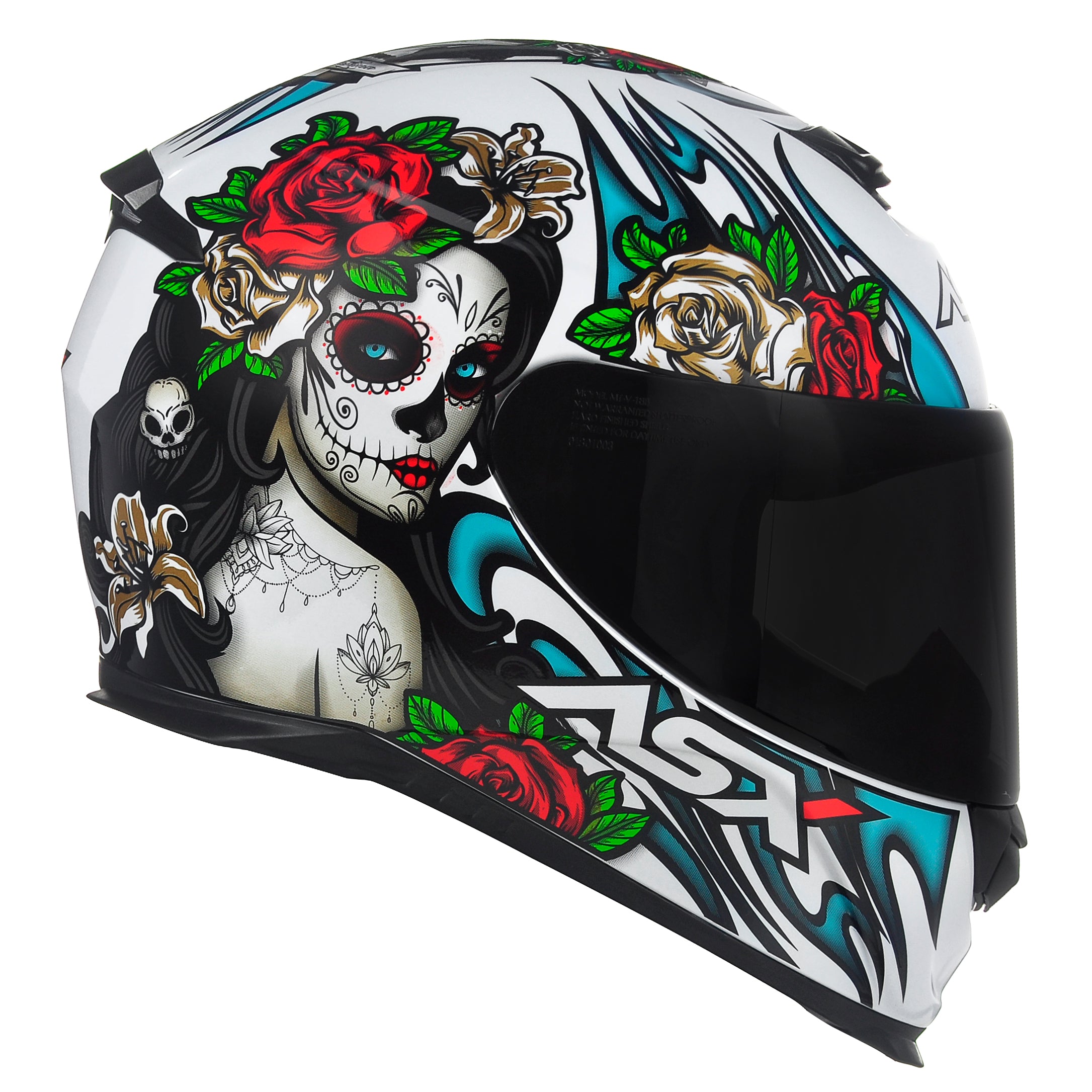 Capacete ASX Eagle Hunter Catarina Brilho Branco/Preto/Azul/Vermelho