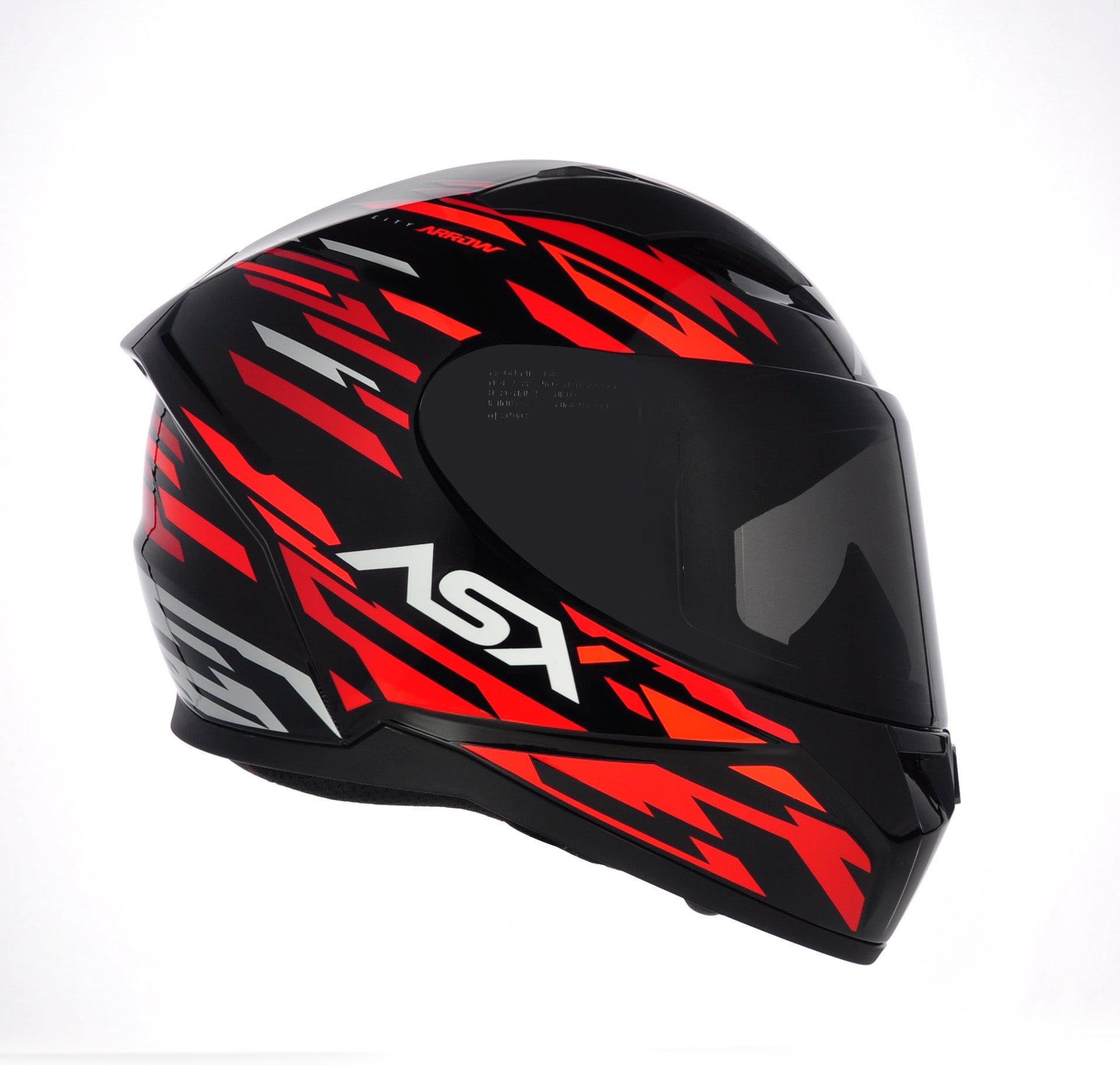 Capacete ASX City Arrow Brilho Preto/Vermelho/Branco