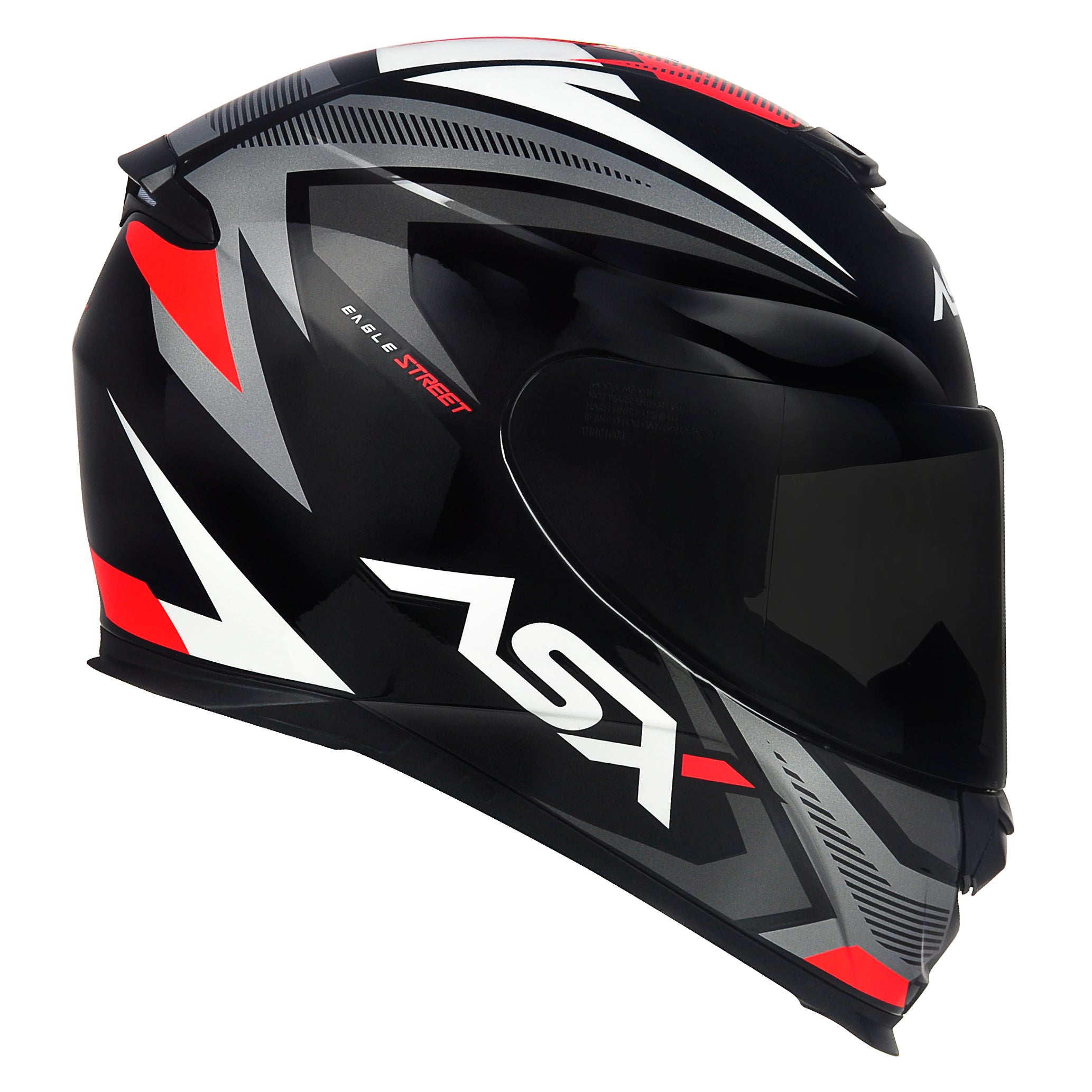Capacete ASX Eagle Street Brilho Preto/Grafite/Branco