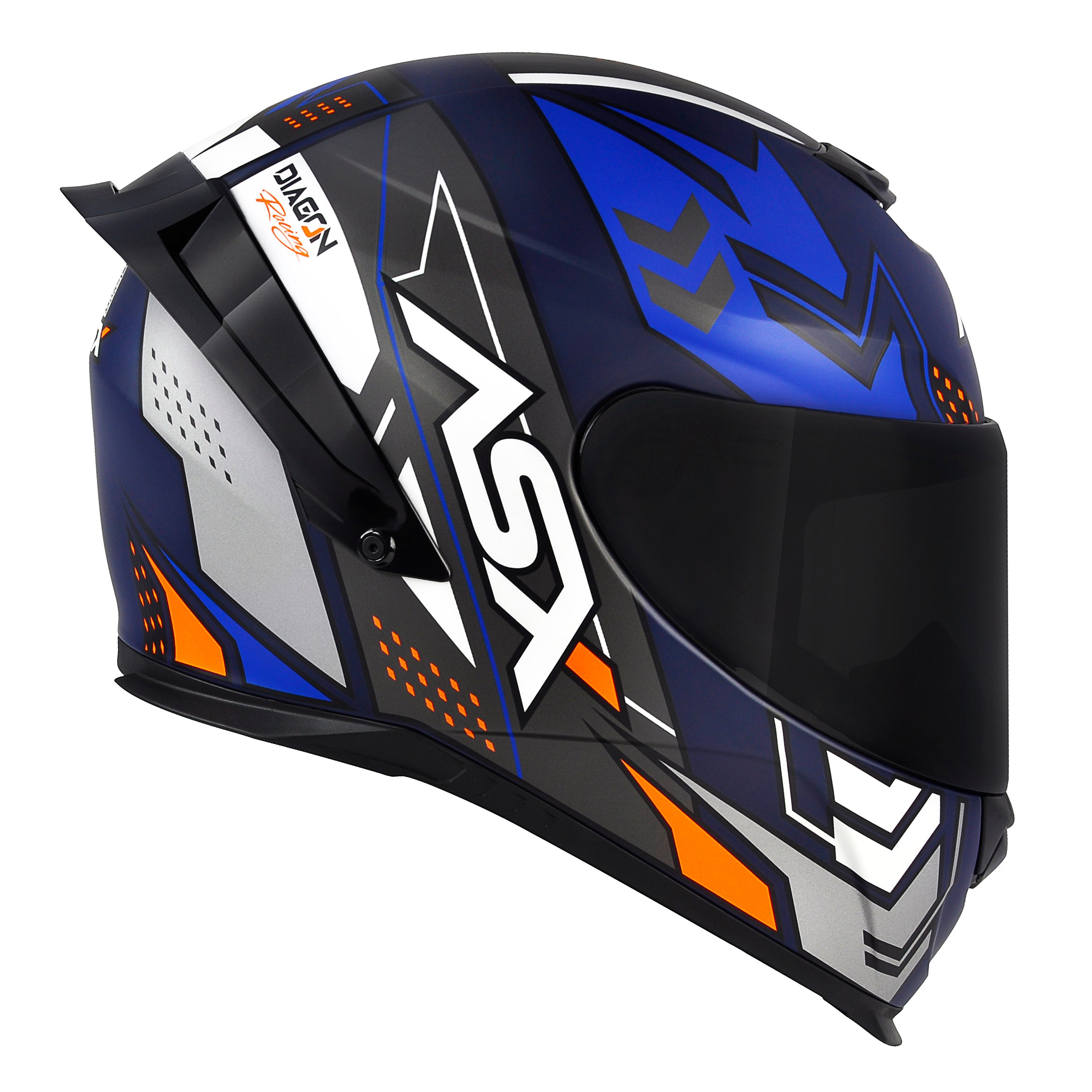 Capacete ASX Eagle Racing Diagon Fosco/Azul/Branco
