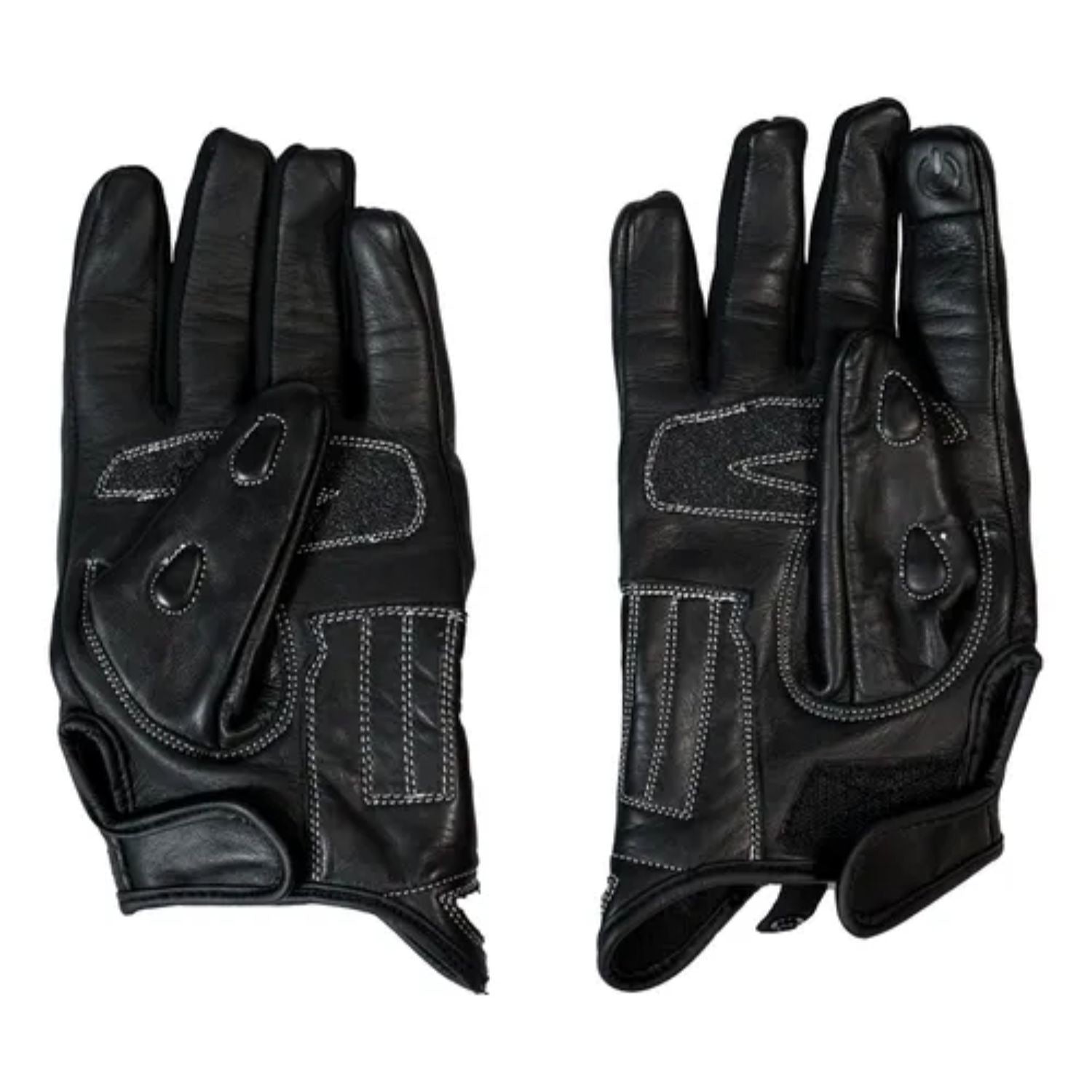 Luva de motoqueiro de couro GP Tech Verona Preto Branco Vermelho