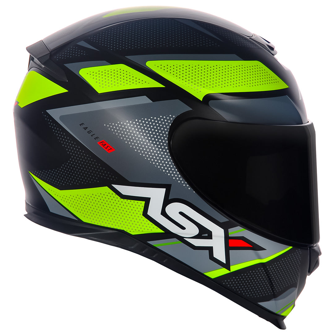 Capacete ASX Eagle Fast Fosco Preto/Amarelo/Cinza