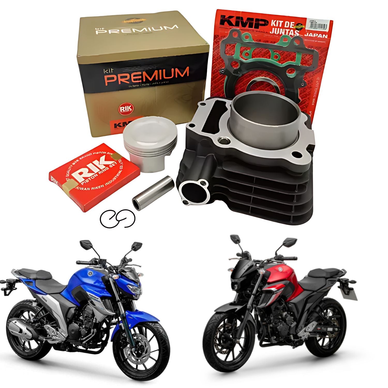 KIT PREMIUM COM CILINDRO PISTAO KMP YAMAHA YS FAZER 250 FZ25 2014 A 2025