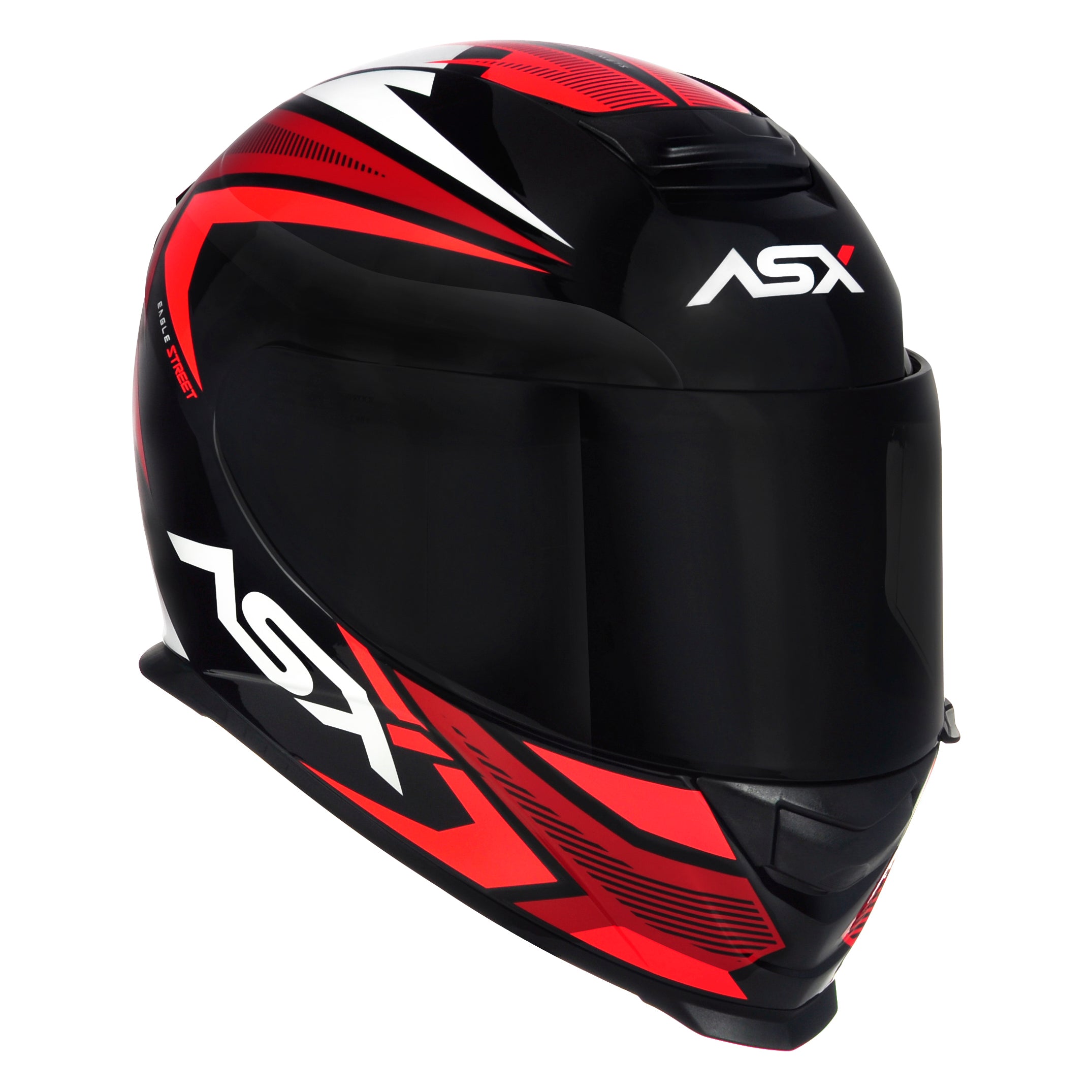 Capacete ASX Eagle Street Brilho Preto/Vermelho/Branco