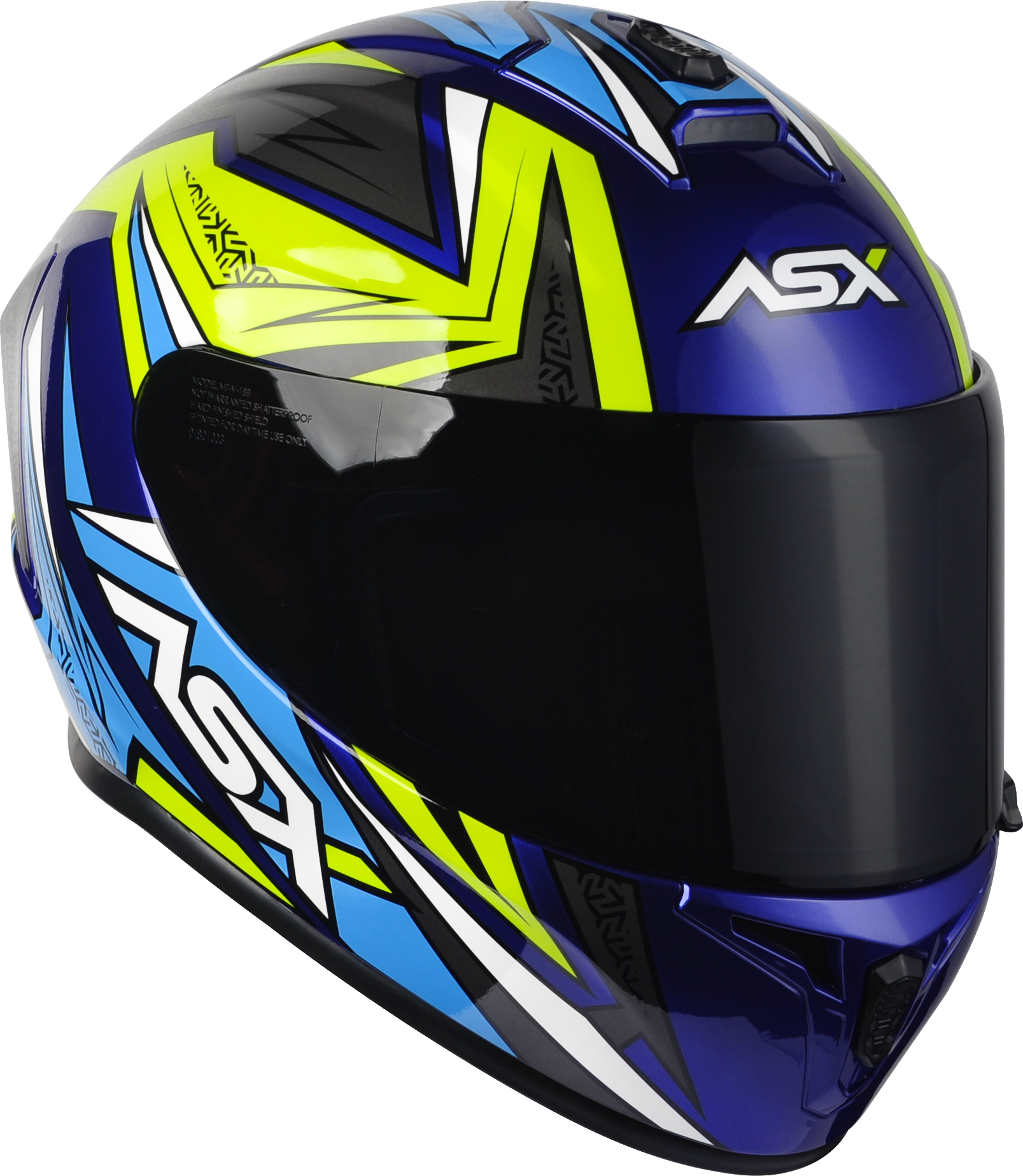 Capacete ASX Draken Vector Brilho Azul/Amarelo/Cinza