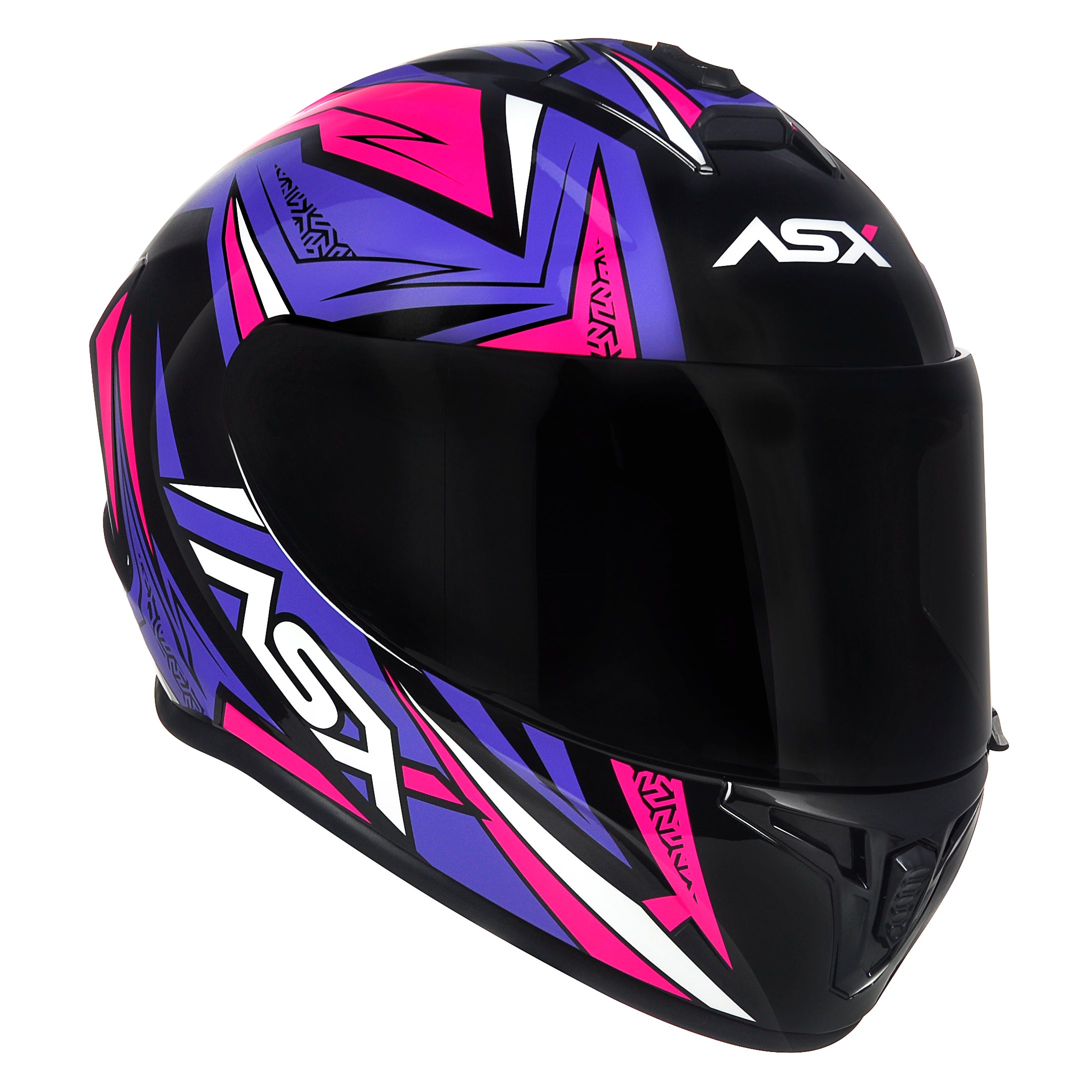 Capacete ASX Draken Vector Brilho Preto/Lilas/Rosa
