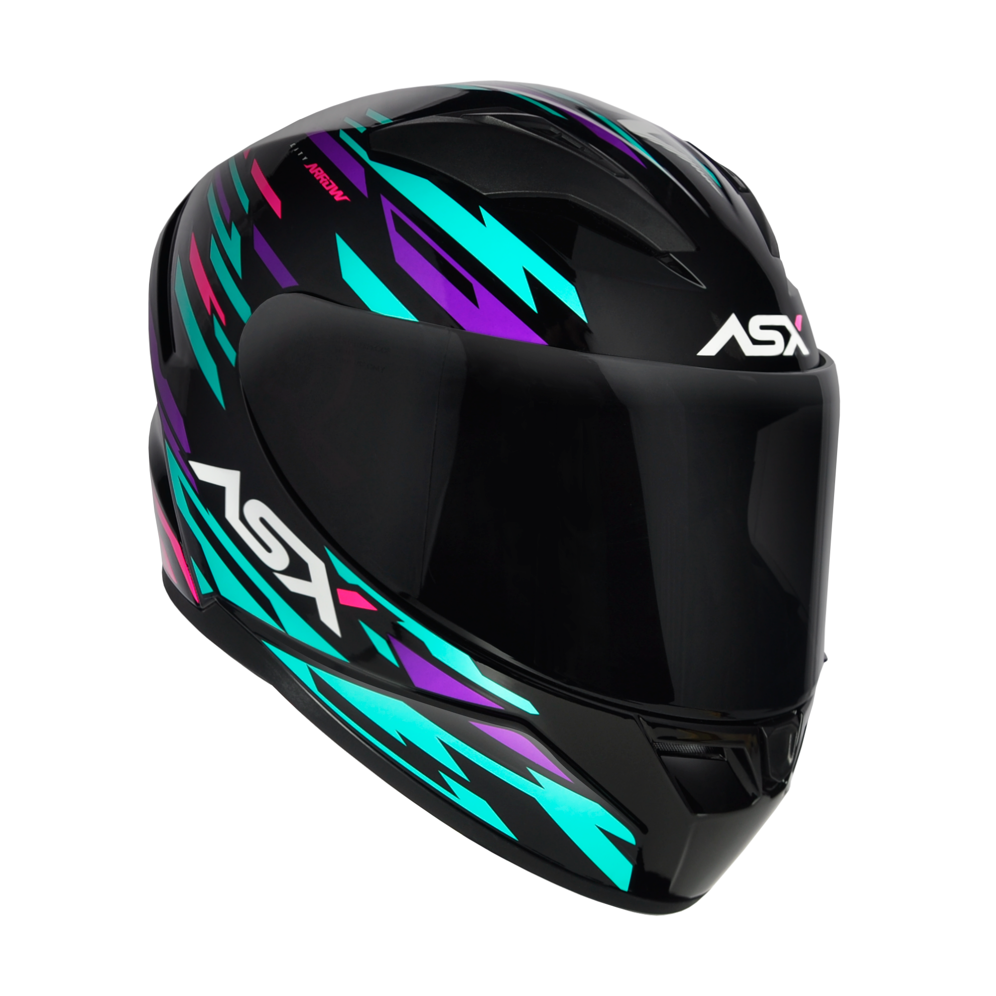 Capacete ASX City Arrow Brilho Preto/Tiffany/Roxo