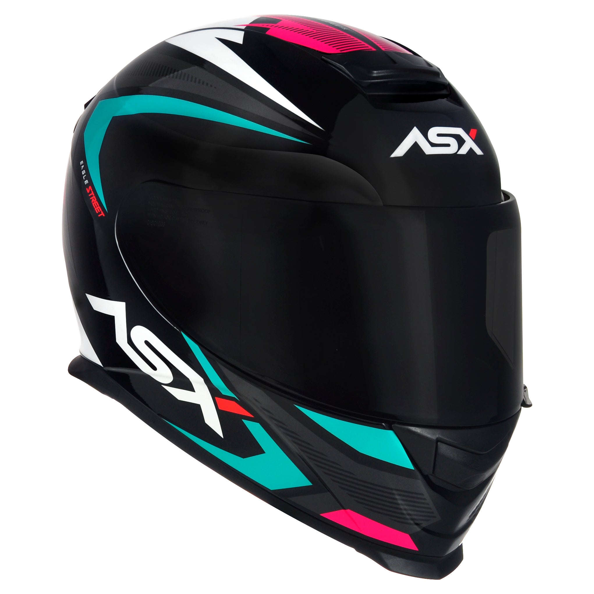 Capacete ASX Eagle Street Brilho Preto/Tiffany/Rosa