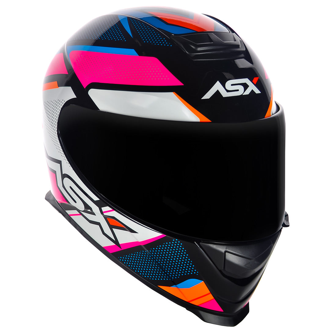 Capacete ASX Eagle Fast Brilho Preto/Rosa/Branco