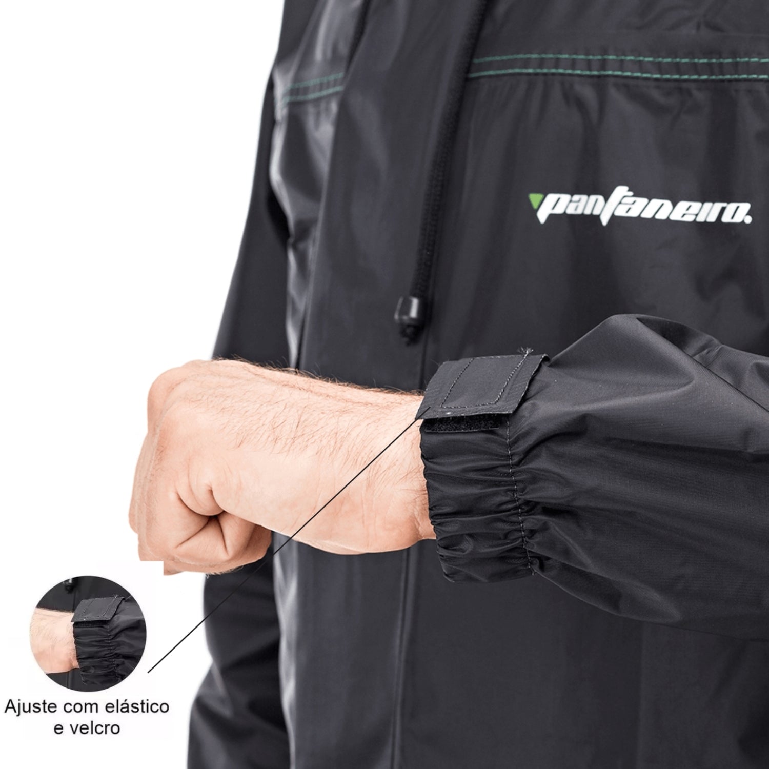 Conjunto Capa De Chuva Nylon C/ Gola Preto Pantaneiro