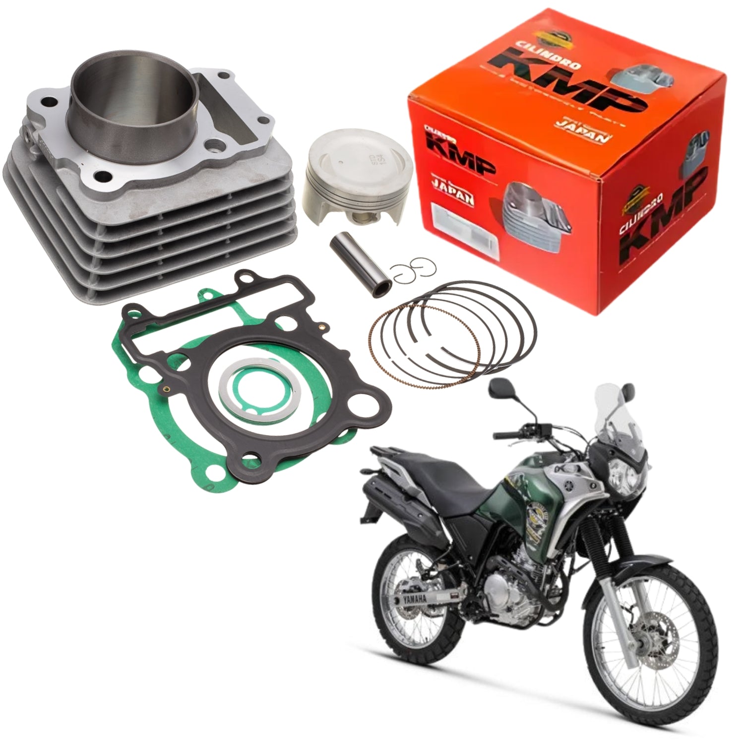 KIT COM CILINDRO PISTAO KMP YS FAZER 250 YS250 2006 A 2013