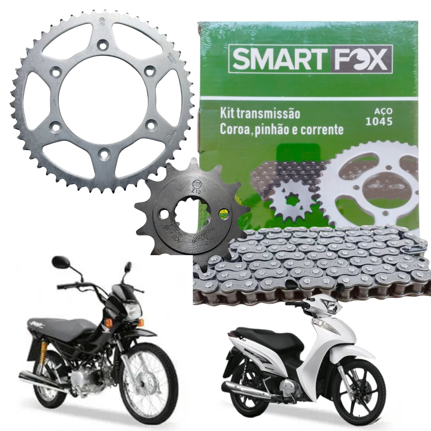 Kit Relação Transmissão Biz 125 2006-2015 Pop 100 2007-2015