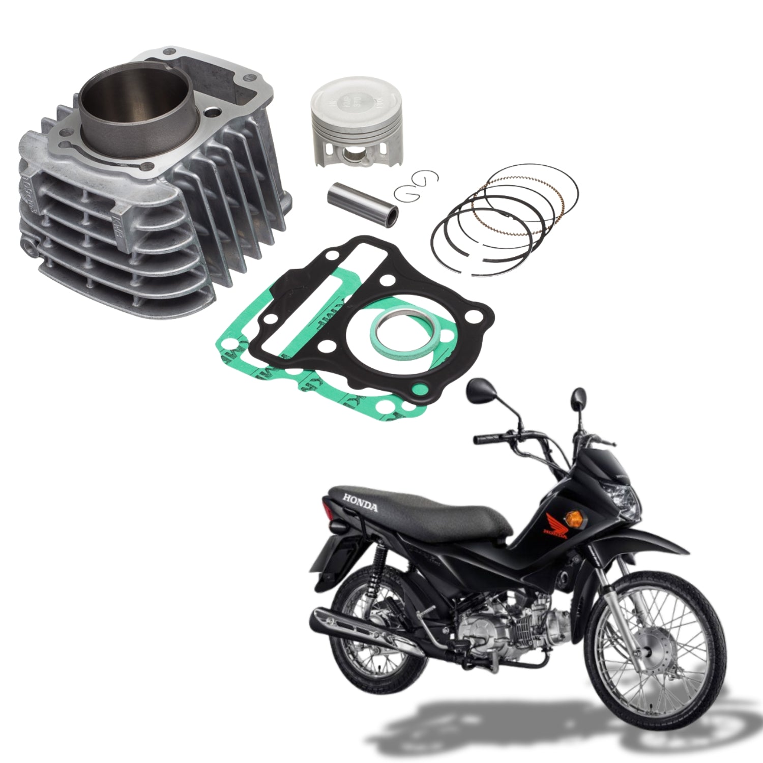 KIT COM CILINDRO PISTAO KMP HONDA BIZ 110