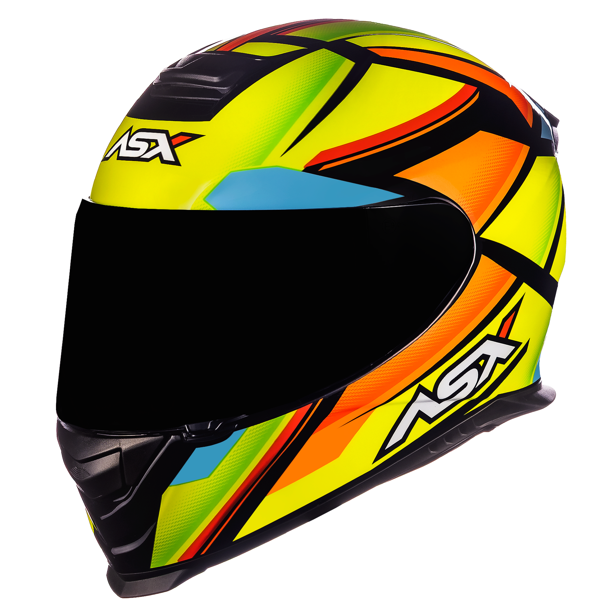 Capacete ASX Eagle Explorer Brilho Preto/Amarelo/Laranja