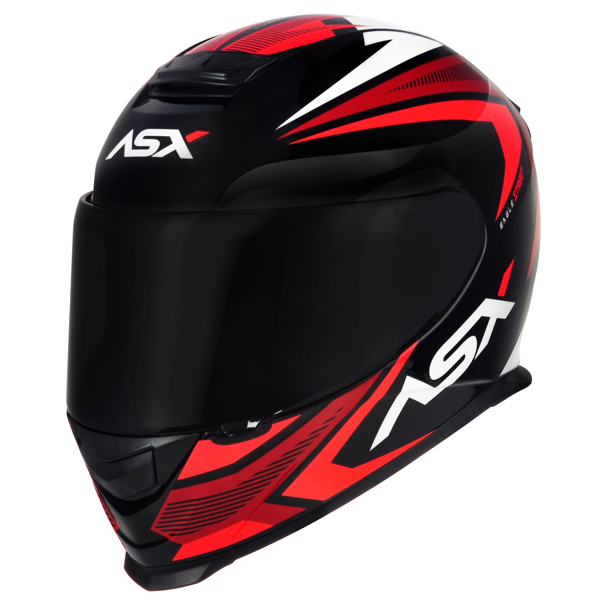 Capacete ASX Eagle Street Brilho Preto/Vermelho/Branco