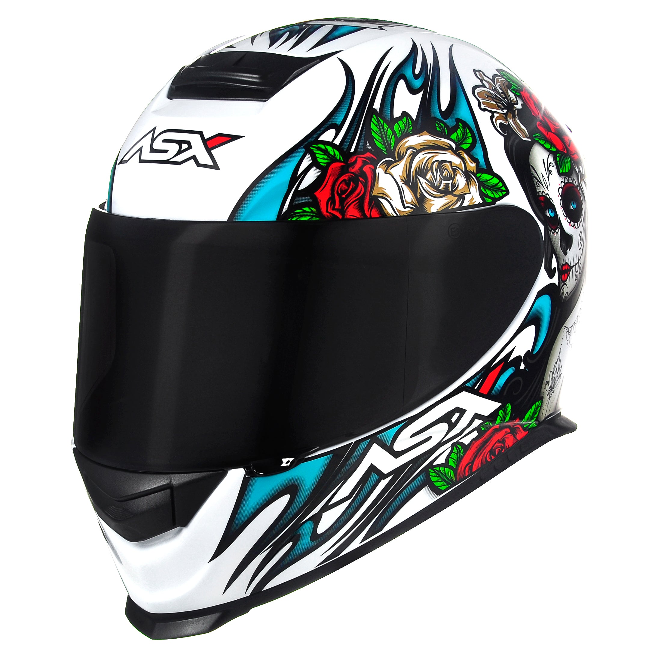 Capacete ASX Eagle Hunter Catarina Brilho Branco/Preto/Azul/Vermelho