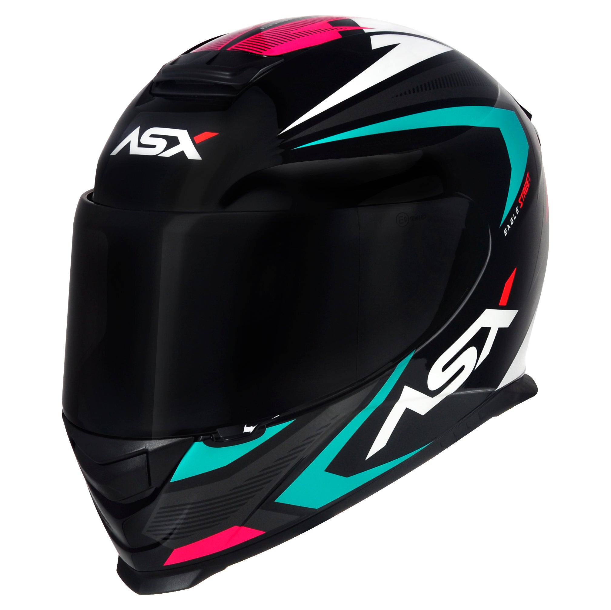 Capacete ASX Eagle Street Brilho Preto/Tiffany/Rosa