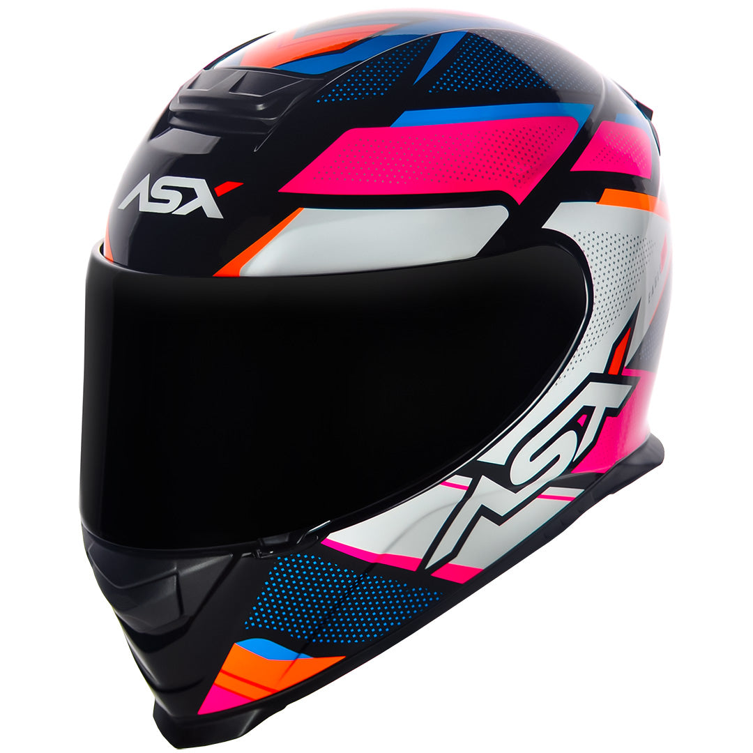 Capacete ASX Eagle Fast Brilho Preto/Rosa/Branco