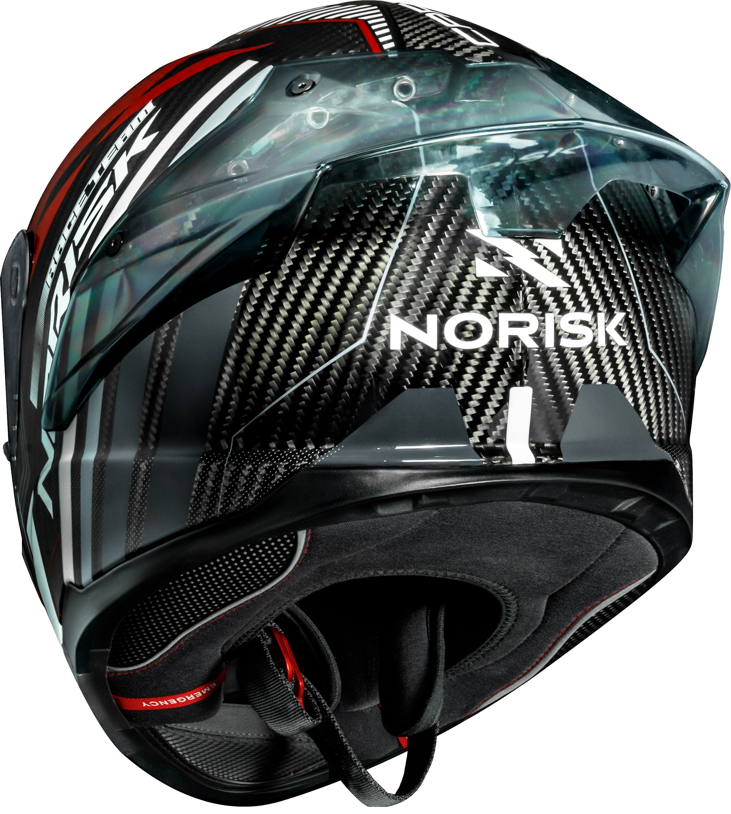 Capacete Norisk Carbon R Team Branco Vermelho