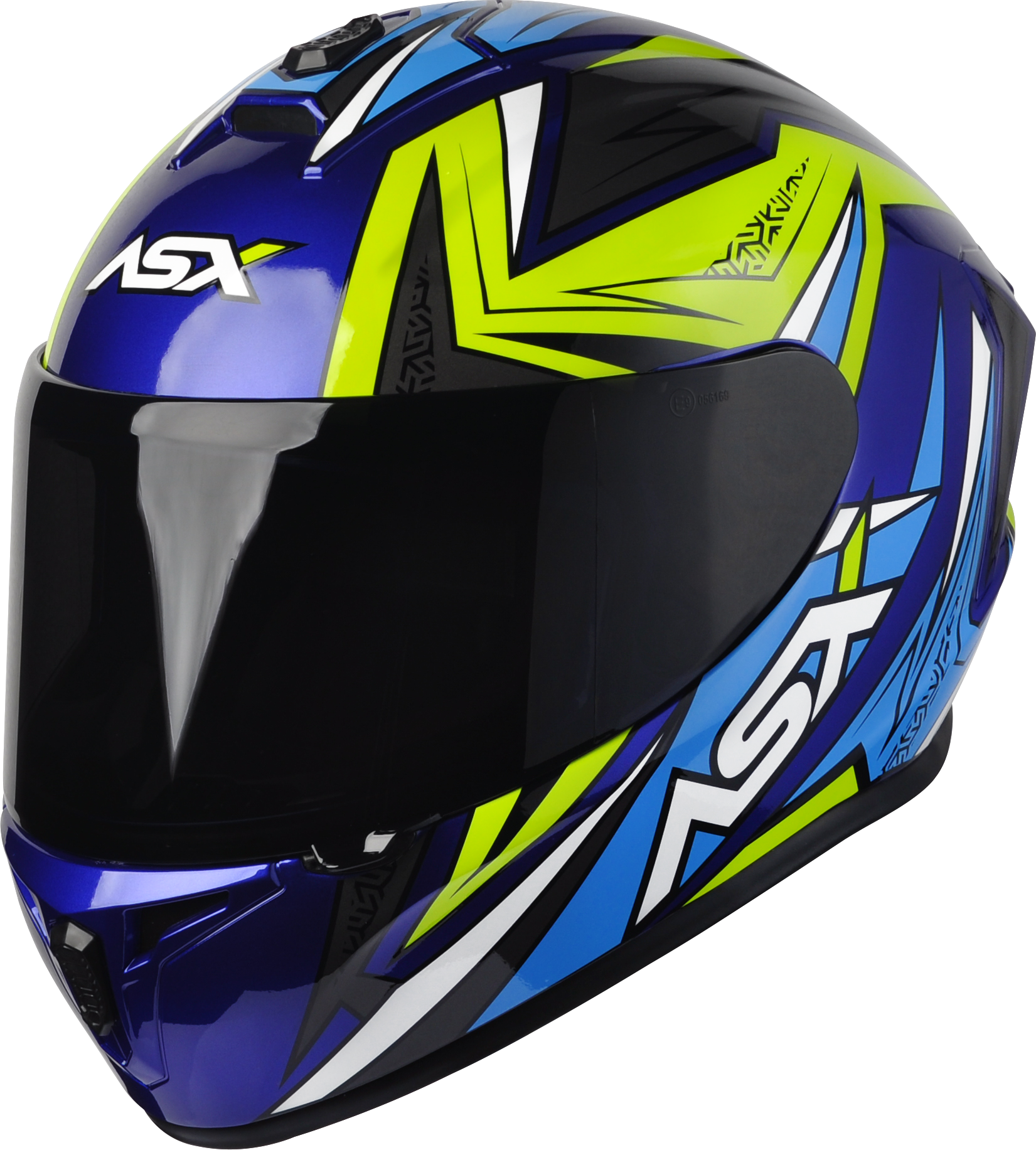 Capacete ASX Draken Vector Brilho Azul/Amarelo/Cinza