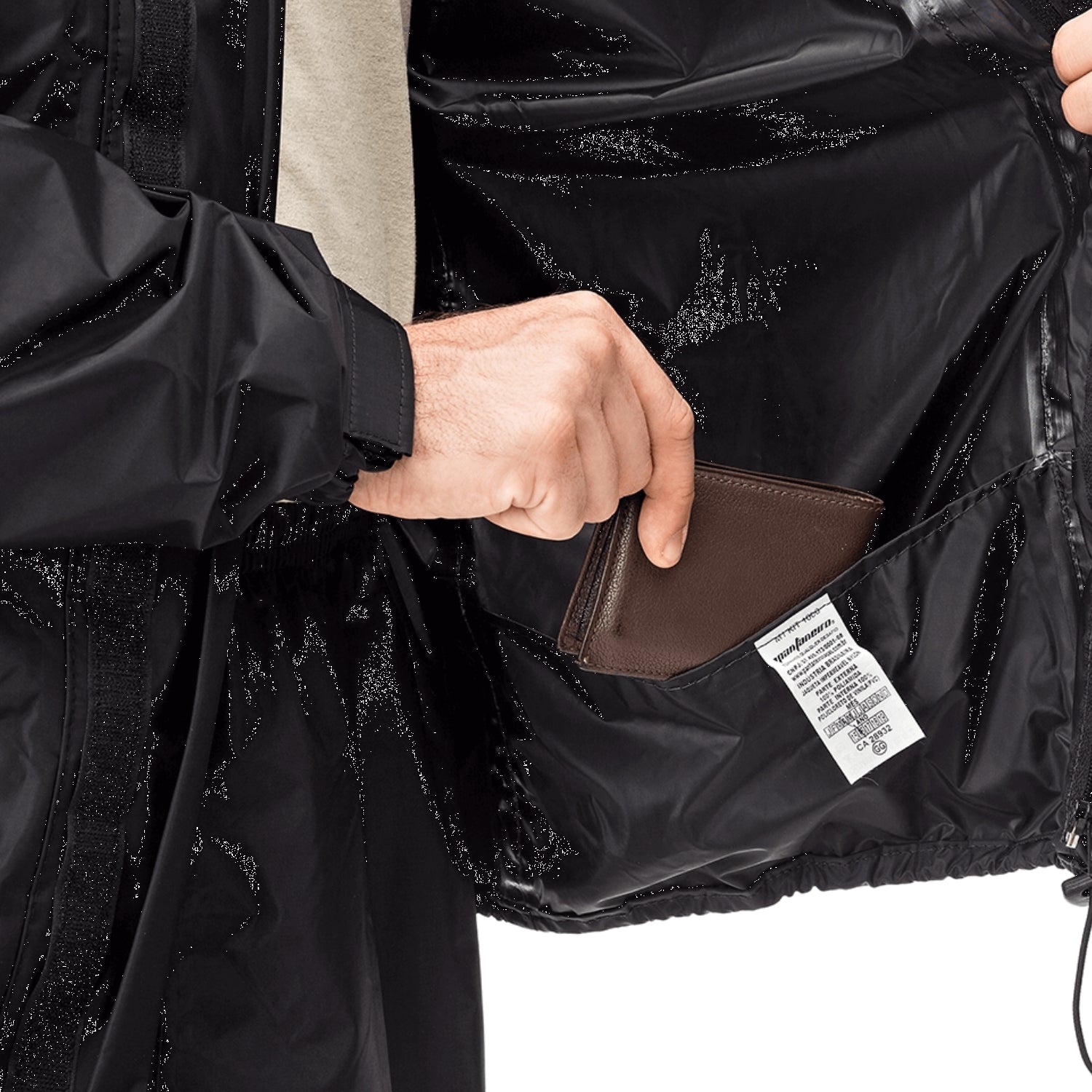 Conjunto Capa De Chuva Nylon C/ Gola Preto Pantaneiro