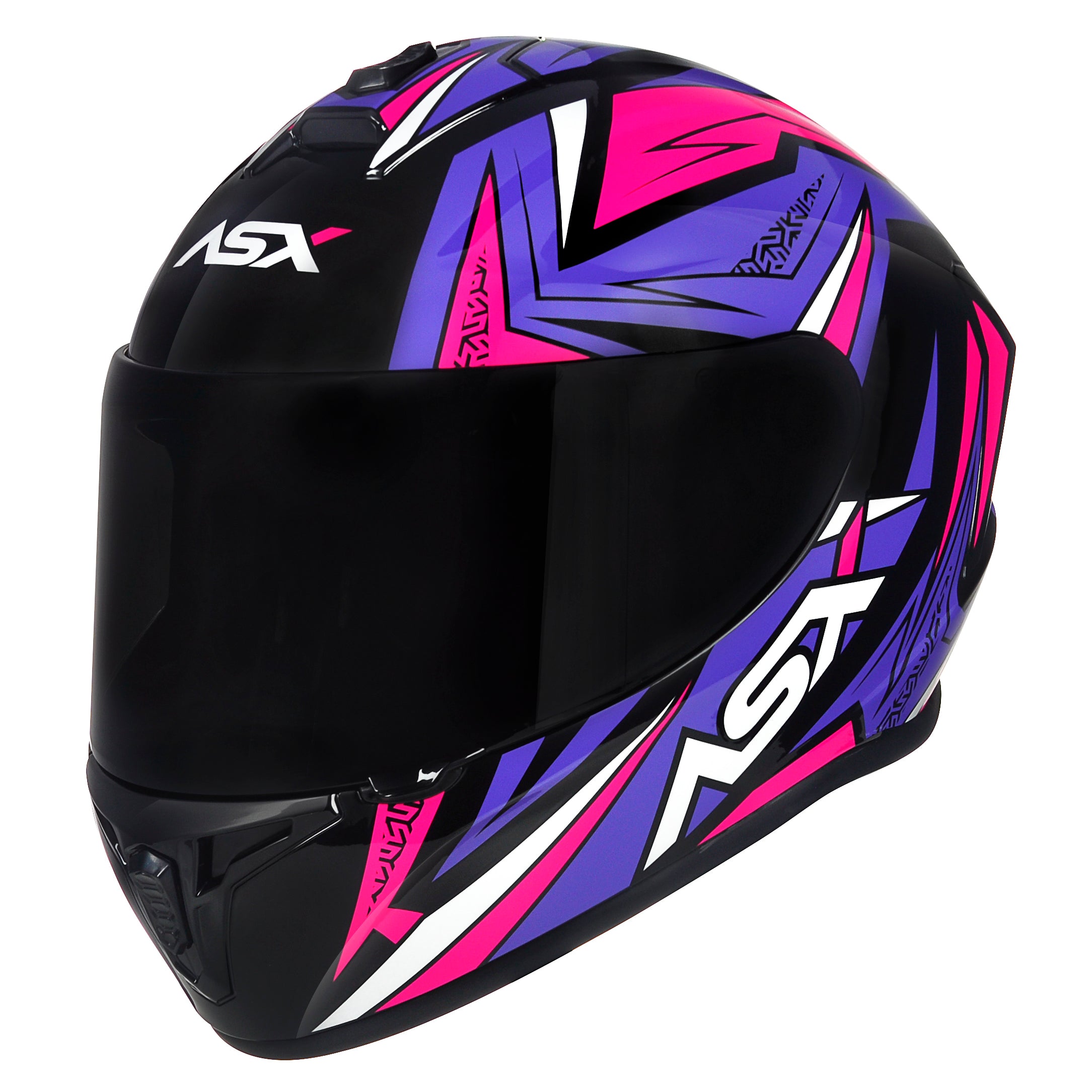 Capacete ASX Draken Vector Brilho Preto/Lilas/Rosa