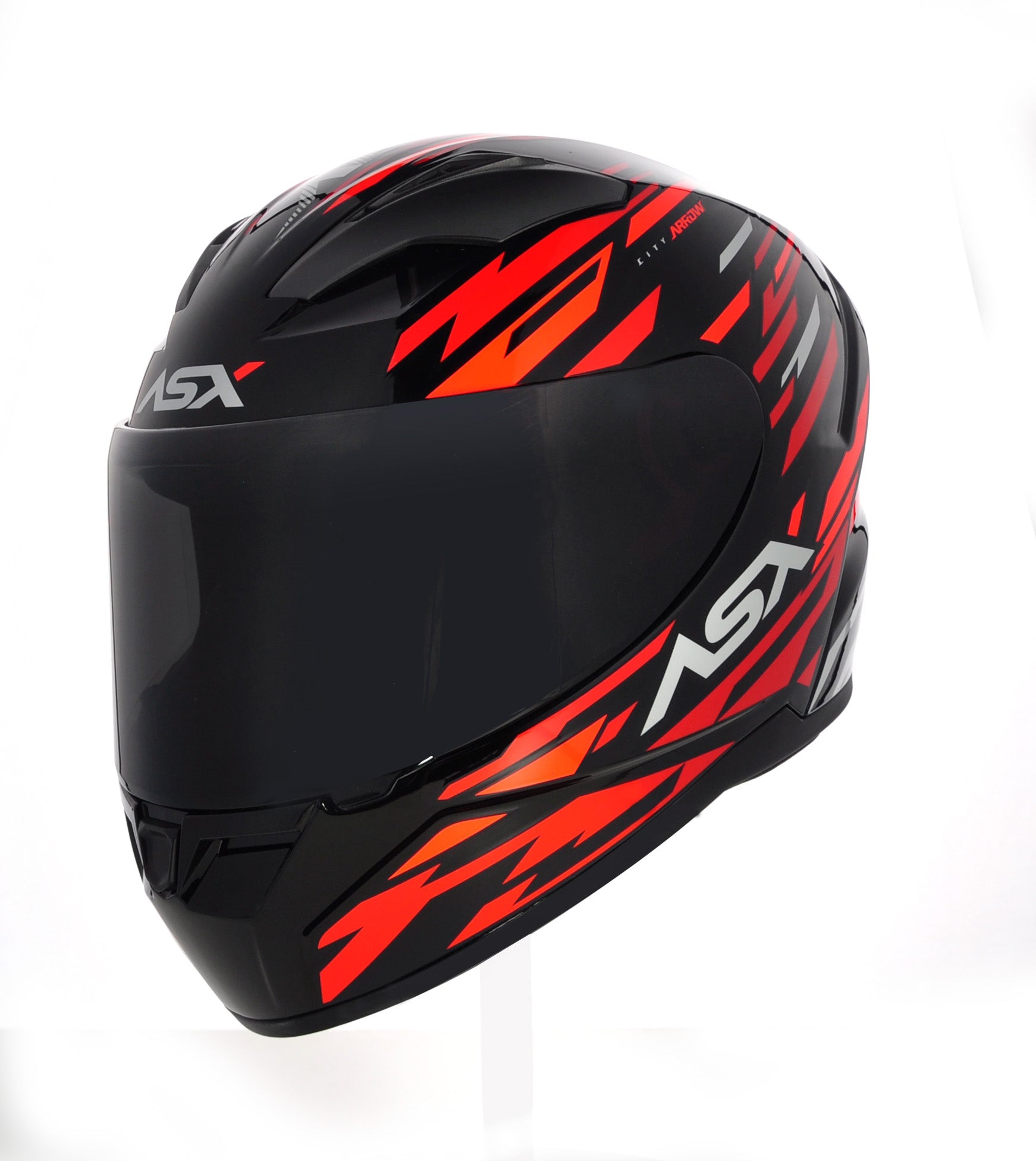 Capacete ASX City Arrow Brilho Preto/Vermelho/Branco